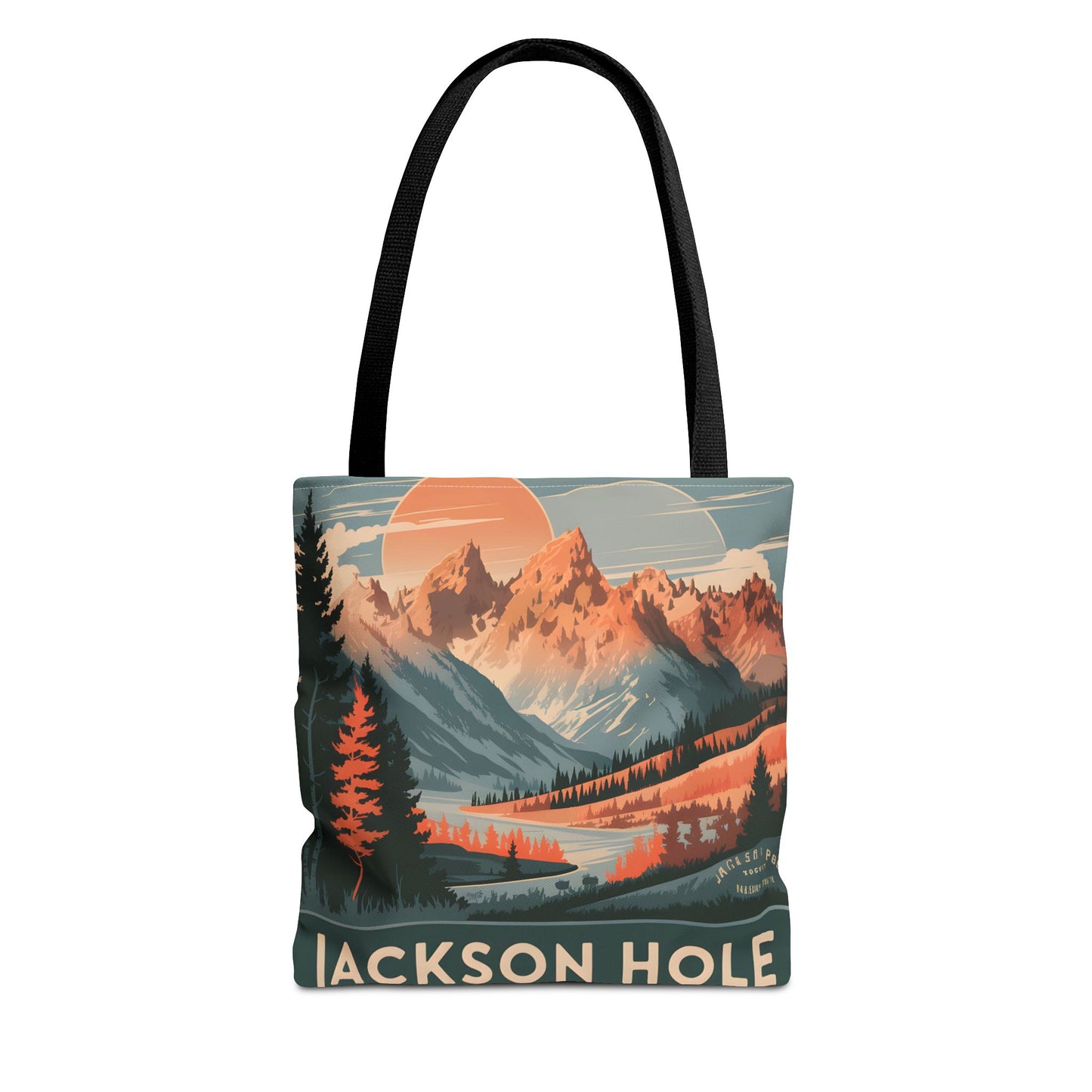 Jackson Hole Vintage Mountains Tote Bag Nature Print Gift Wyoming Travel Outdoor
