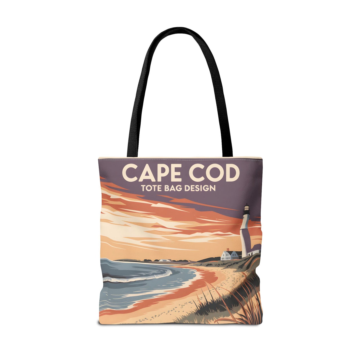 Cape Cod All Over Print Tote Bag Beach Sunrise Lighthouse Coastal Style Art
