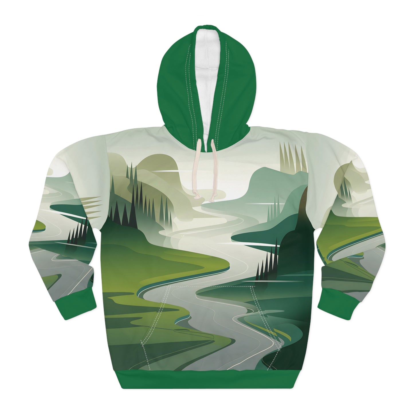 Valley Abstract All-Over Print Hoodie for Hiking and Outdoor Adventures Wear