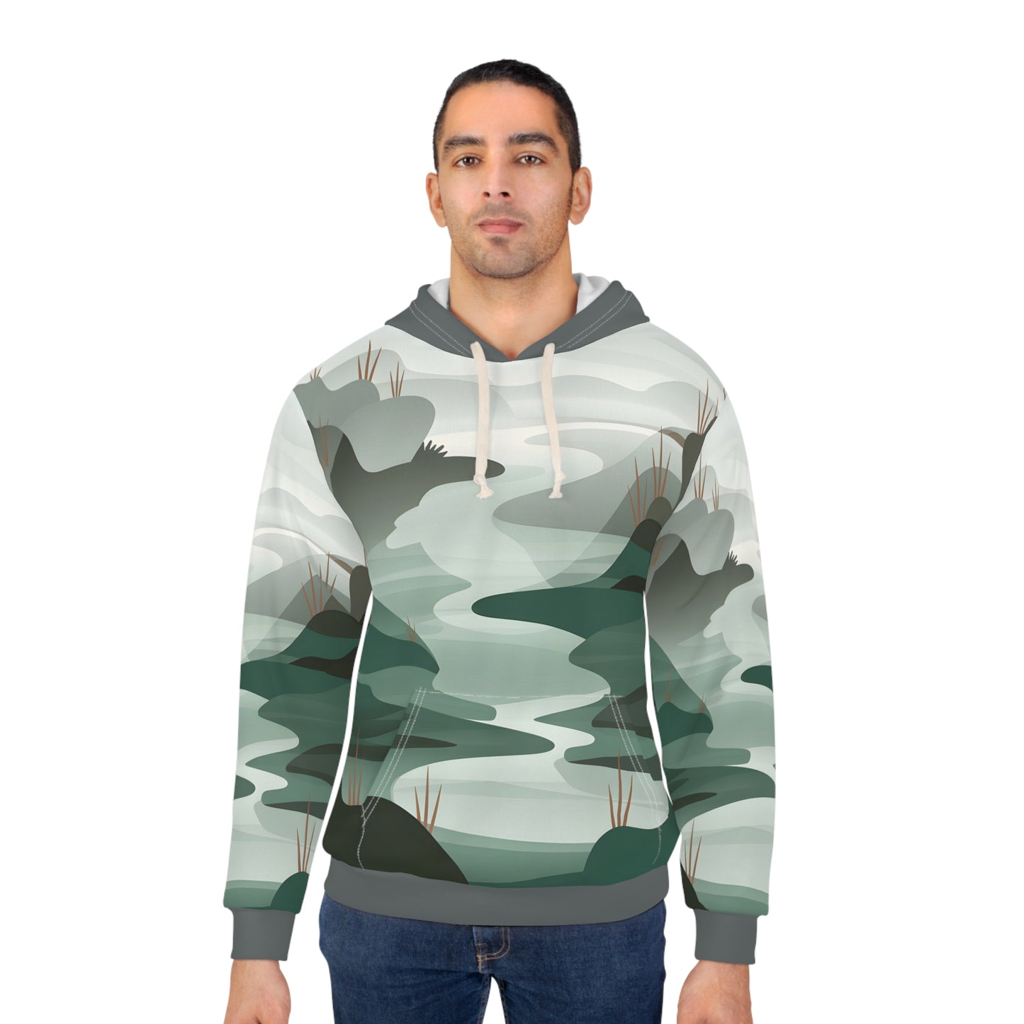 Nature Inspired Scene All Over Print Pullover Hoodie Travel Outdoor Apparel