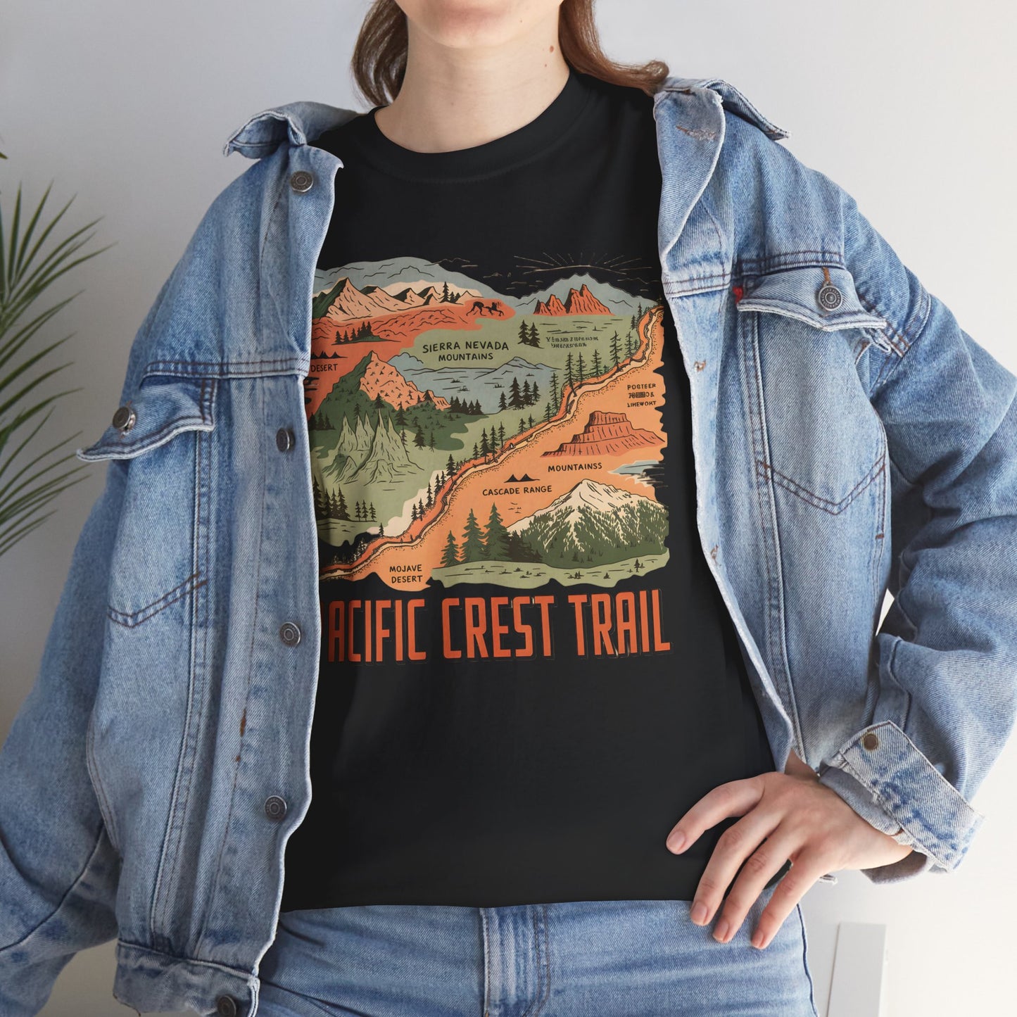 Pacific Crest Trail T-Shirt Map Graphic Tee Hiking Adventure Outdoor Apparel