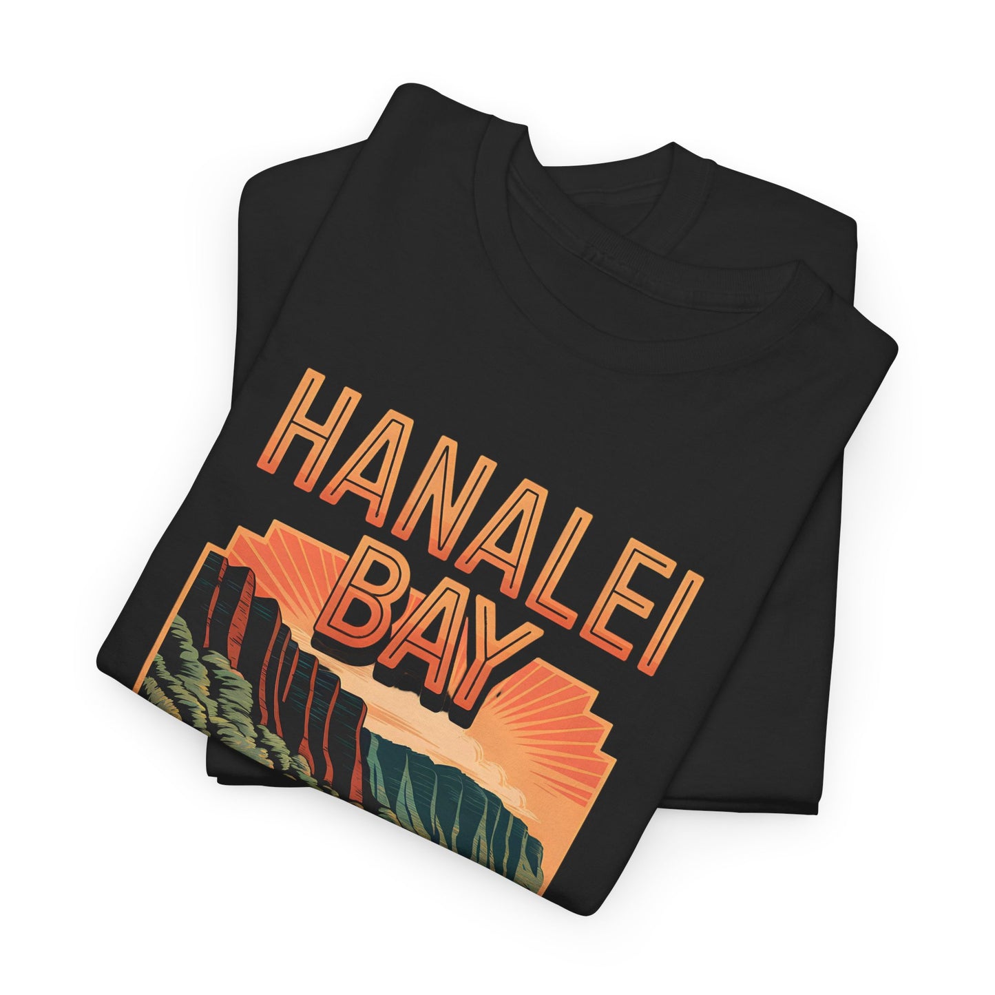 Hanalei Bay T-Shirt Men’s Vintage Hawaii Graphic Tee Retro Hawaiian Landscape