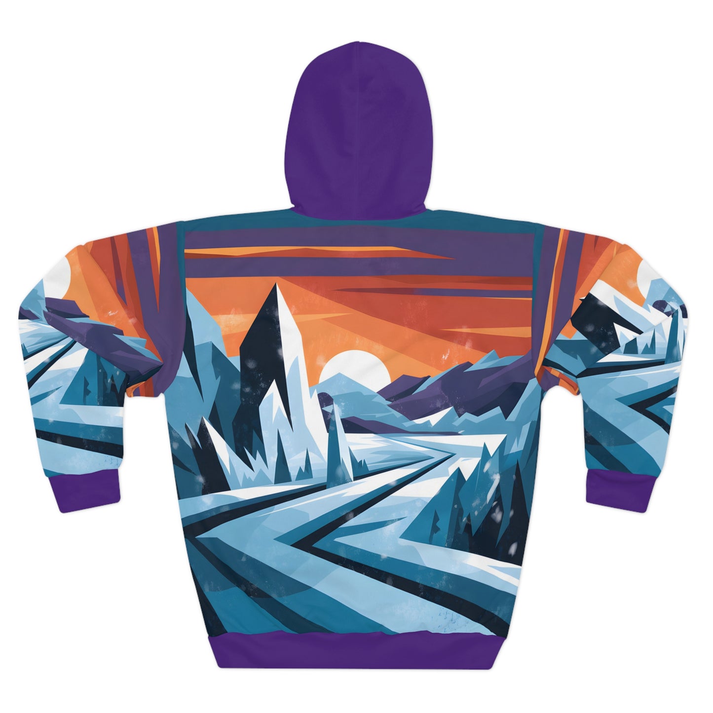 Glacial Summit All-Over Print Pullover Hoodie Outdoor Travel Apparel Mountain