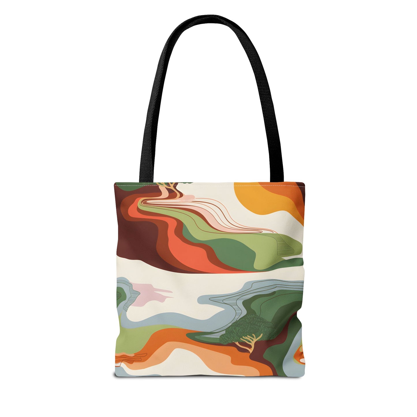 Abstract Wave Tote Bag Modern Eco Shoulder Bag Reusable Stylish Art Print Purse