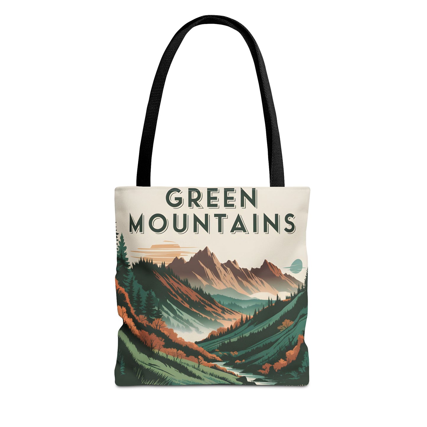 Green Mountains All Over Print Tote Bag Outdoor Adventure Eco Friendly Gift