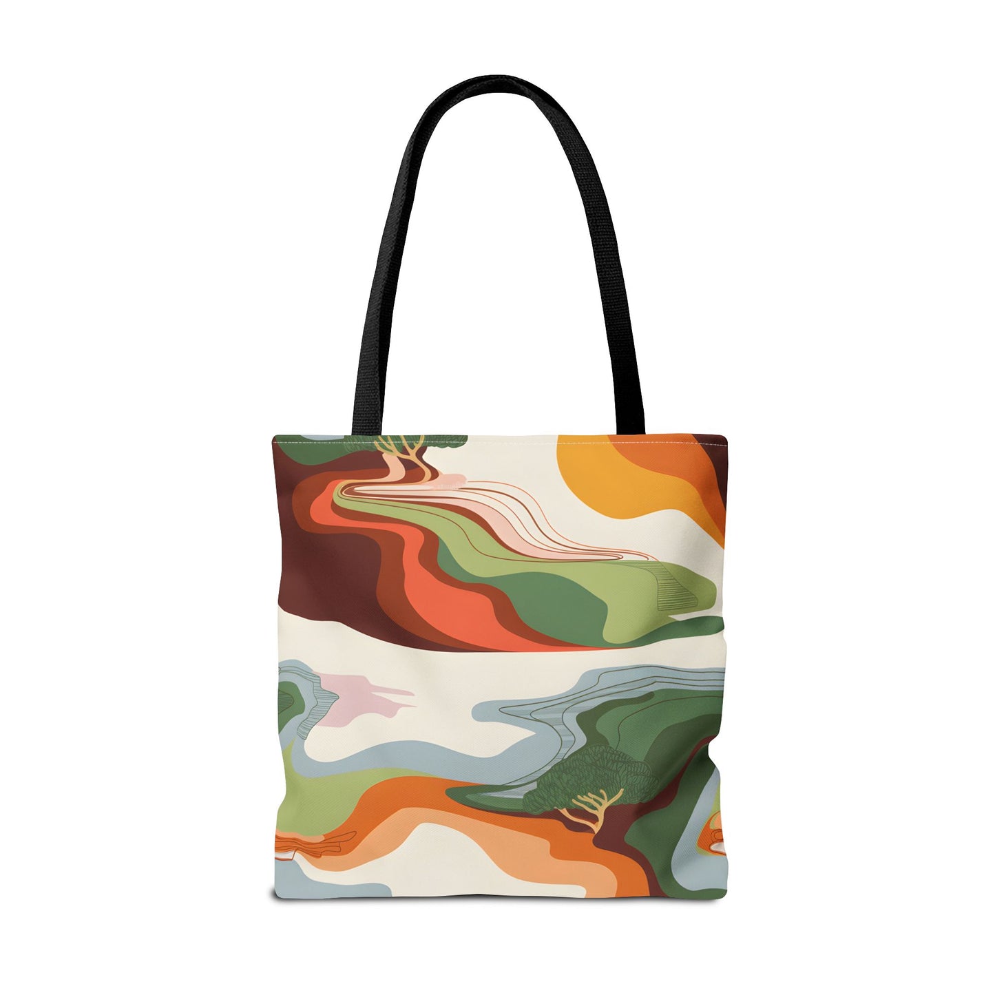 Abstract Wave Tote Bag Modern Eco Shoulder Bag Reusable Stylish Art Print Purse