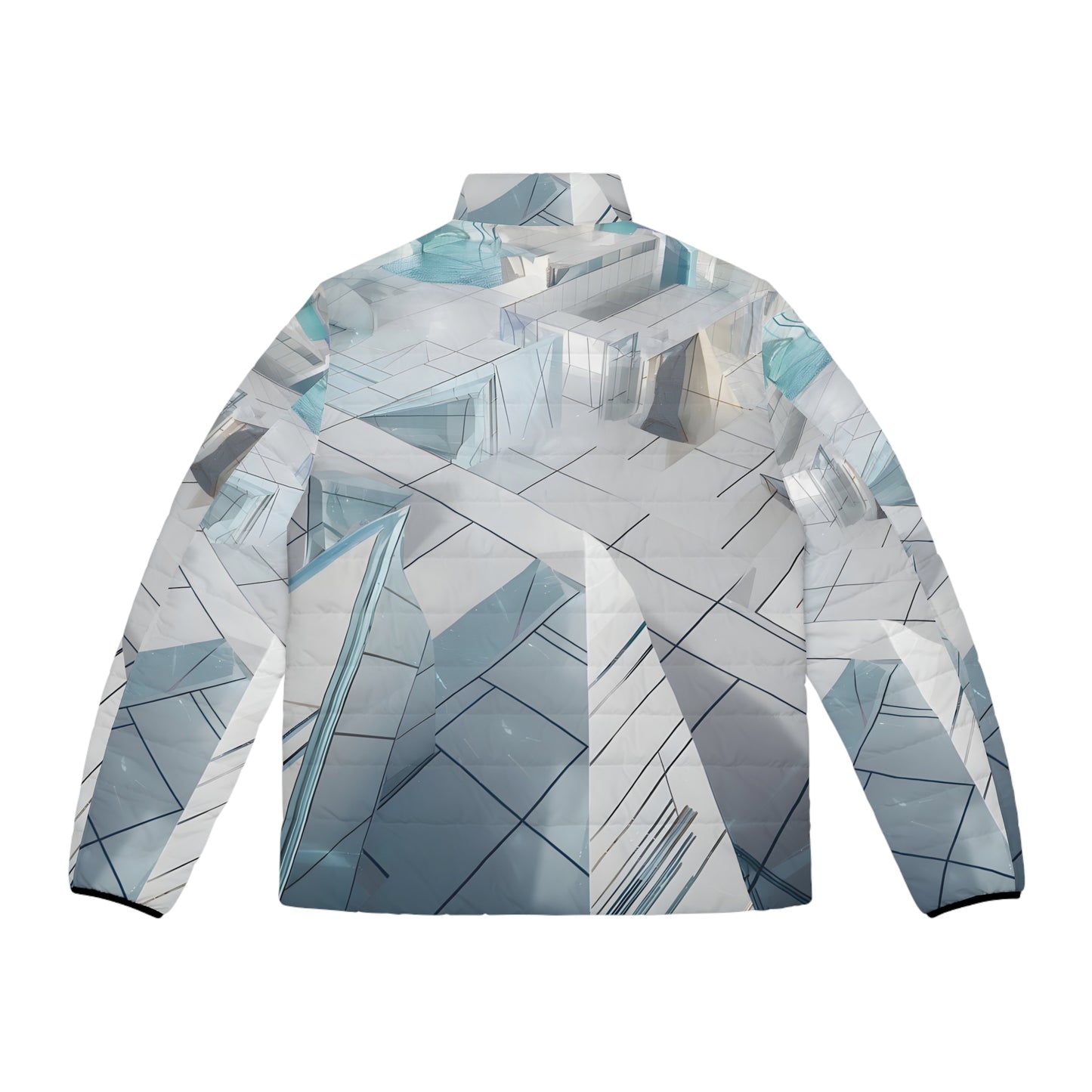 Icy Grid Pattern Puffer Jacket for Outdoor Adventure Winter Warm Fashion Apparel