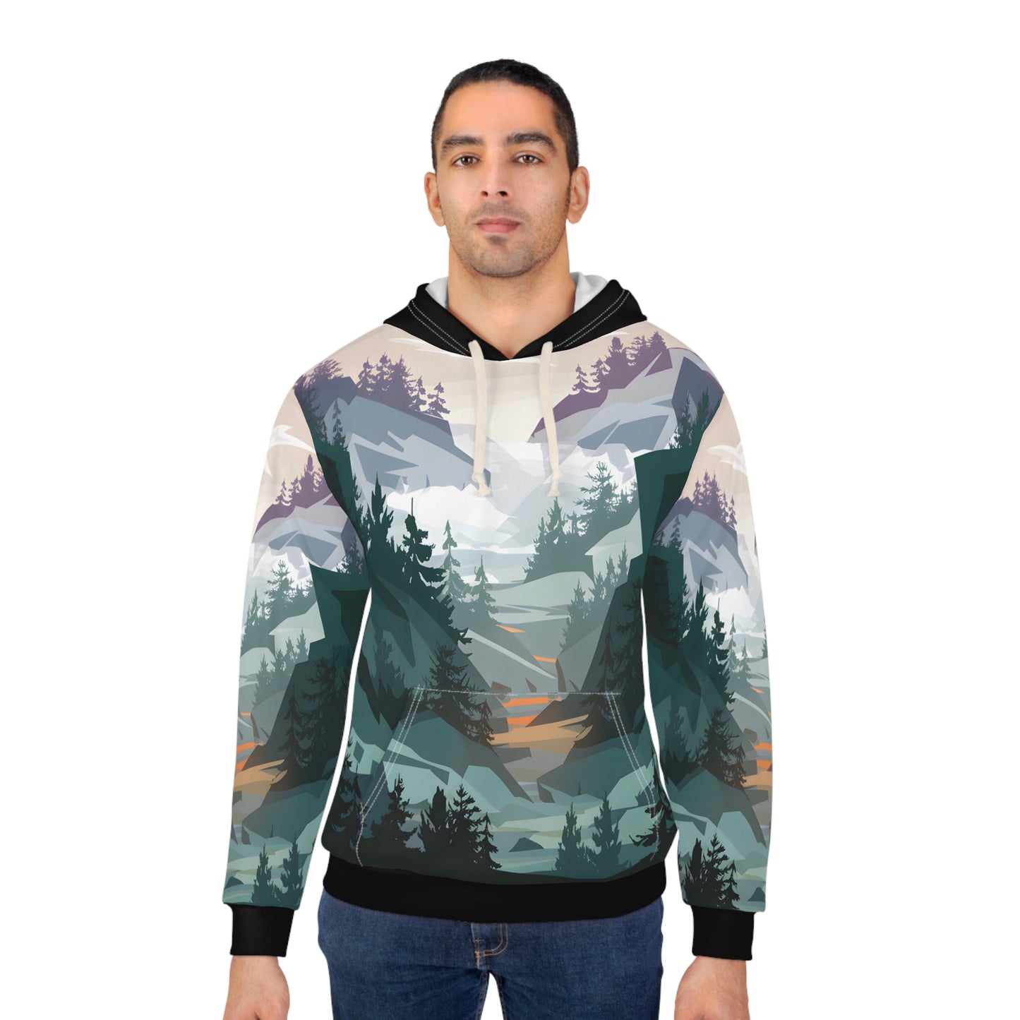 Misty Divide Mountain Art All Over Print Hoodie Outdoor Apparel Travel Wear