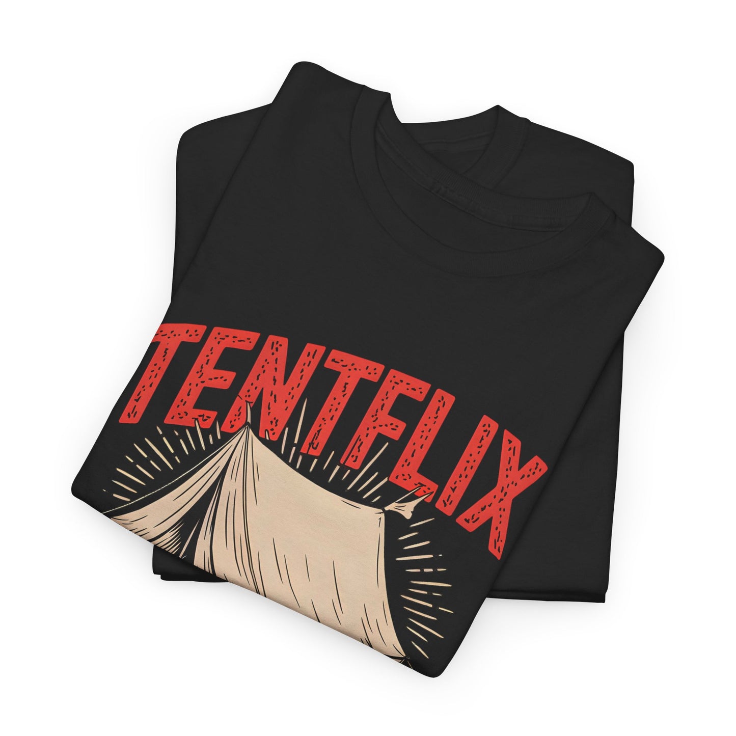 Camping Tentflix and Chill T-Shirt for Outdoor Movie Lovers Short Sleeve Unisex