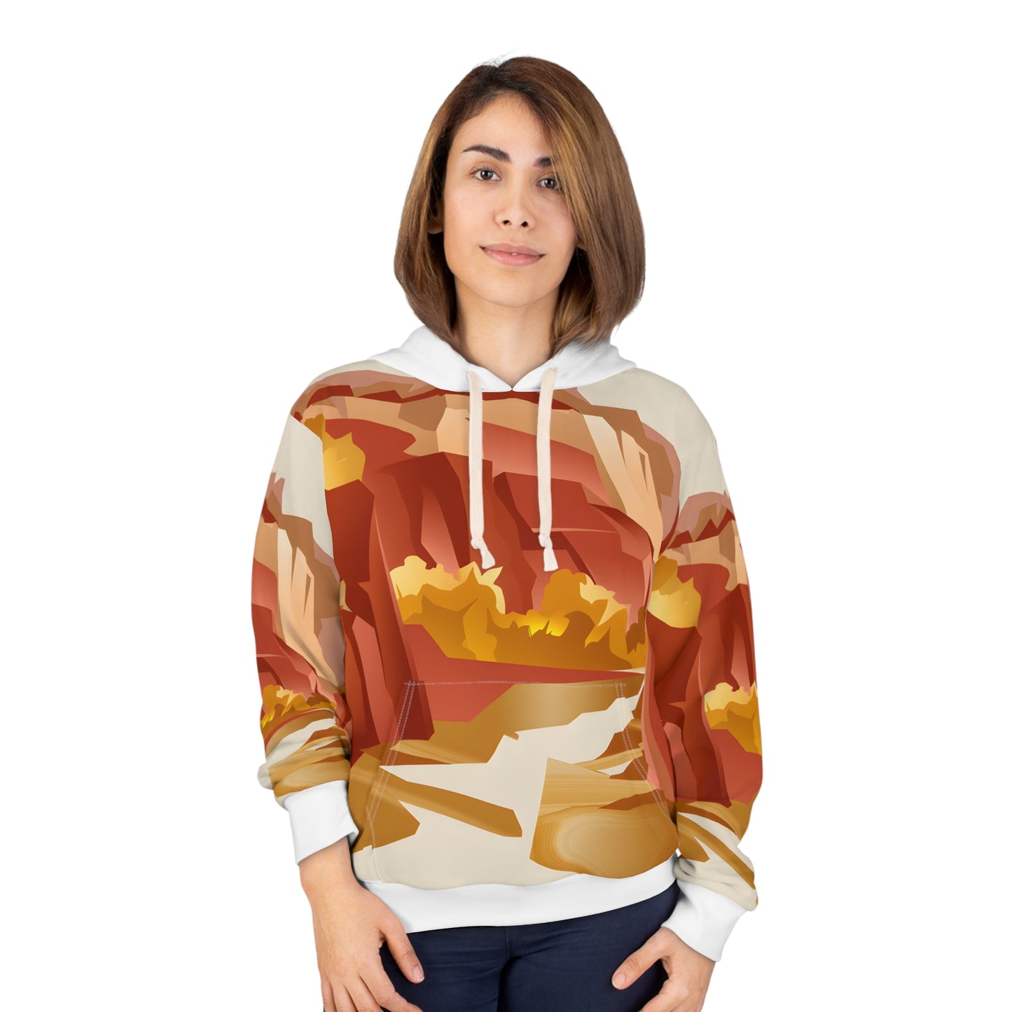 Crimson Cliffs All-Over Print Hoodie Outdoor Travel Apparel Unisex
