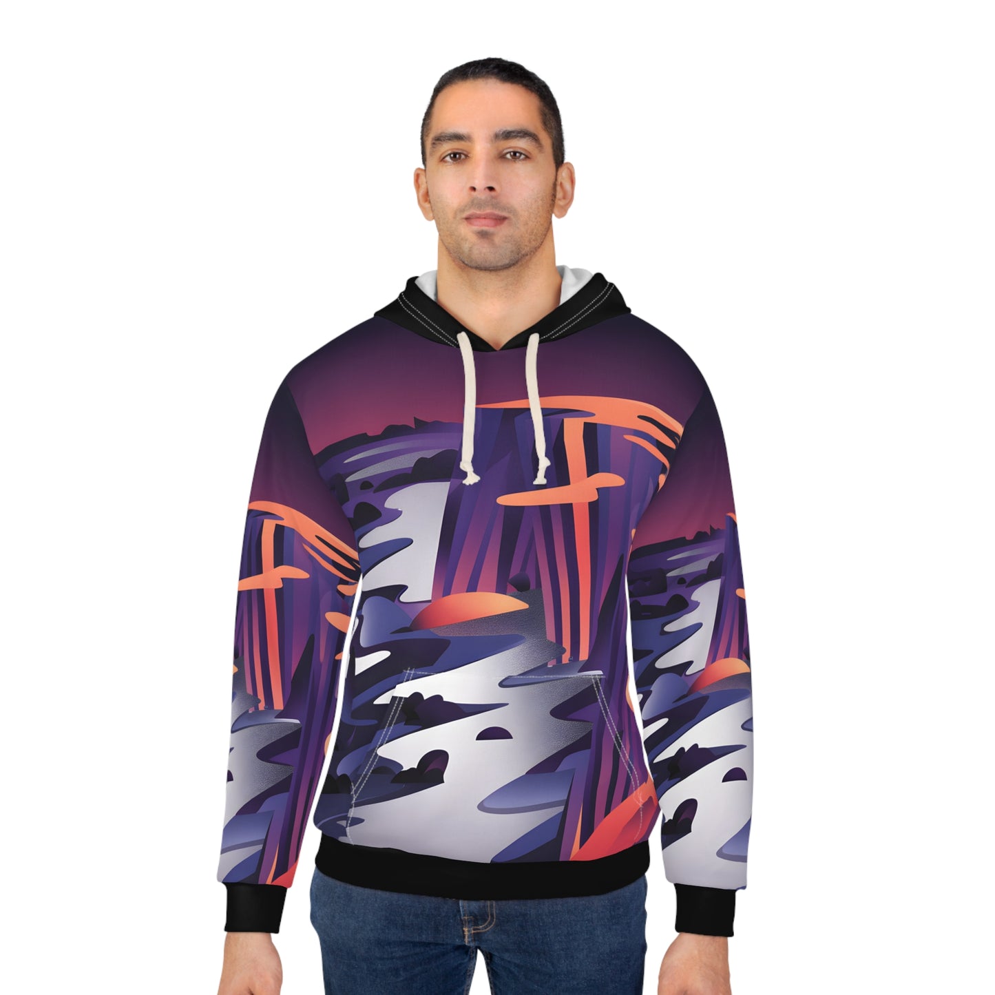 Nocturnal Cliffs All Over Print Hoodie Outdoor Adventure Apparel Casual Wear