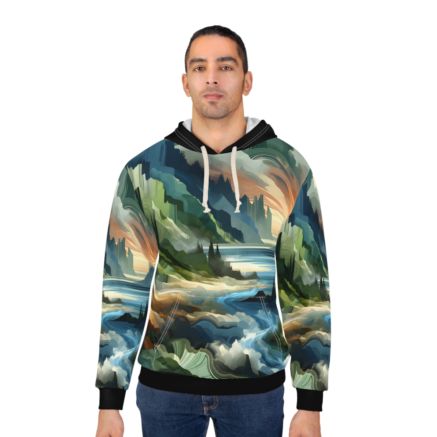 Lush Crags All Over Print Hoodie for Outdoor Travel and Adventure