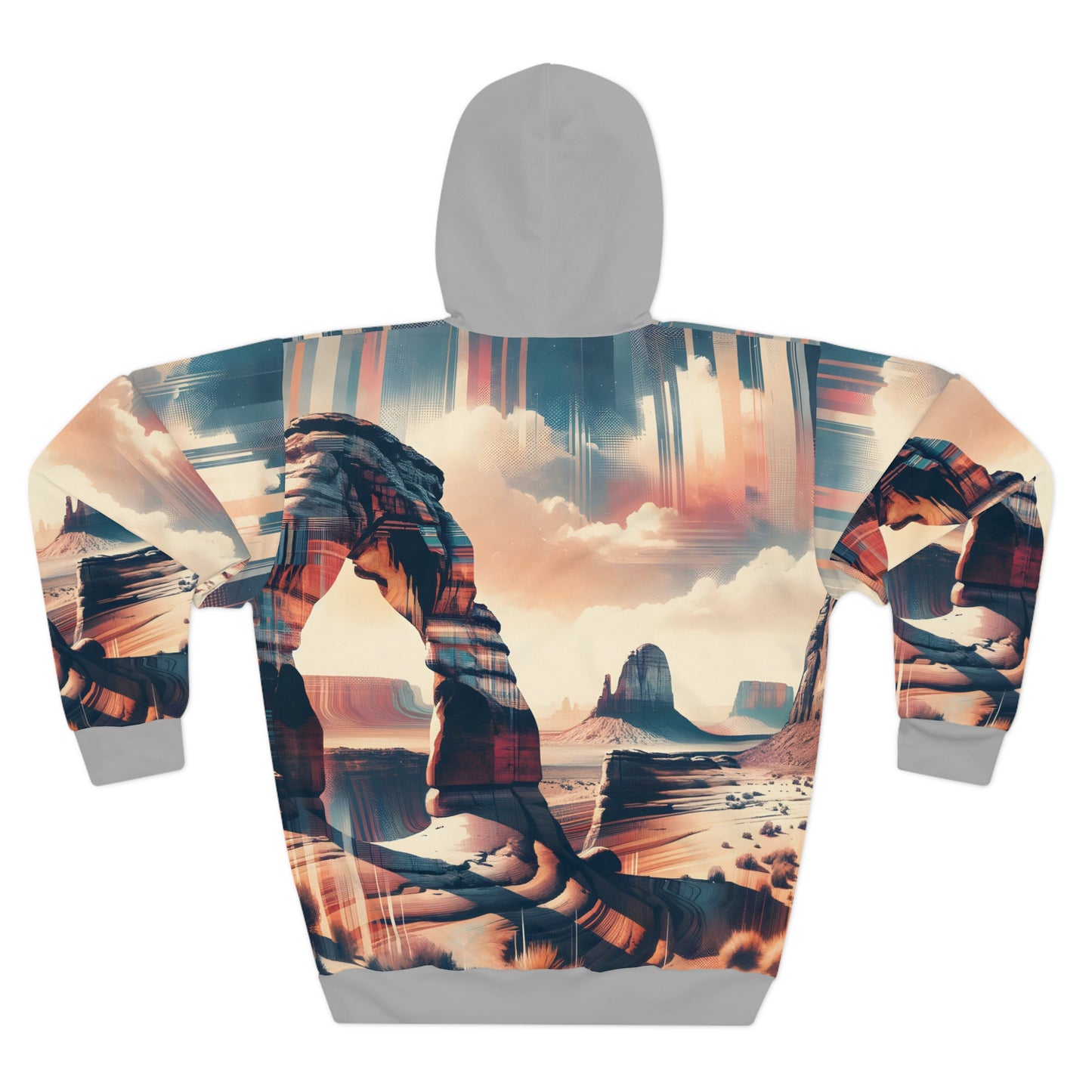 Desert-Inspired All-Over Print Hoodie with Abstract Landscape Design