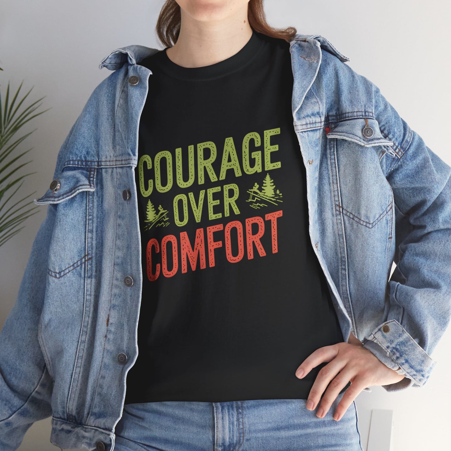 Courage Over Comfort Adventure Tee for Outdoor Enthusiasts Short Sleeve Shirt