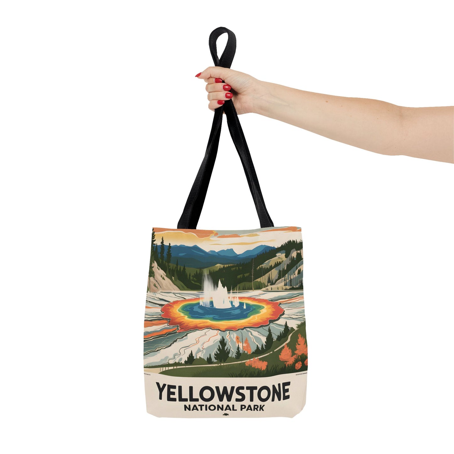 Yellowstone National Park All Over Print Tote Bag Colorful Landscape Design