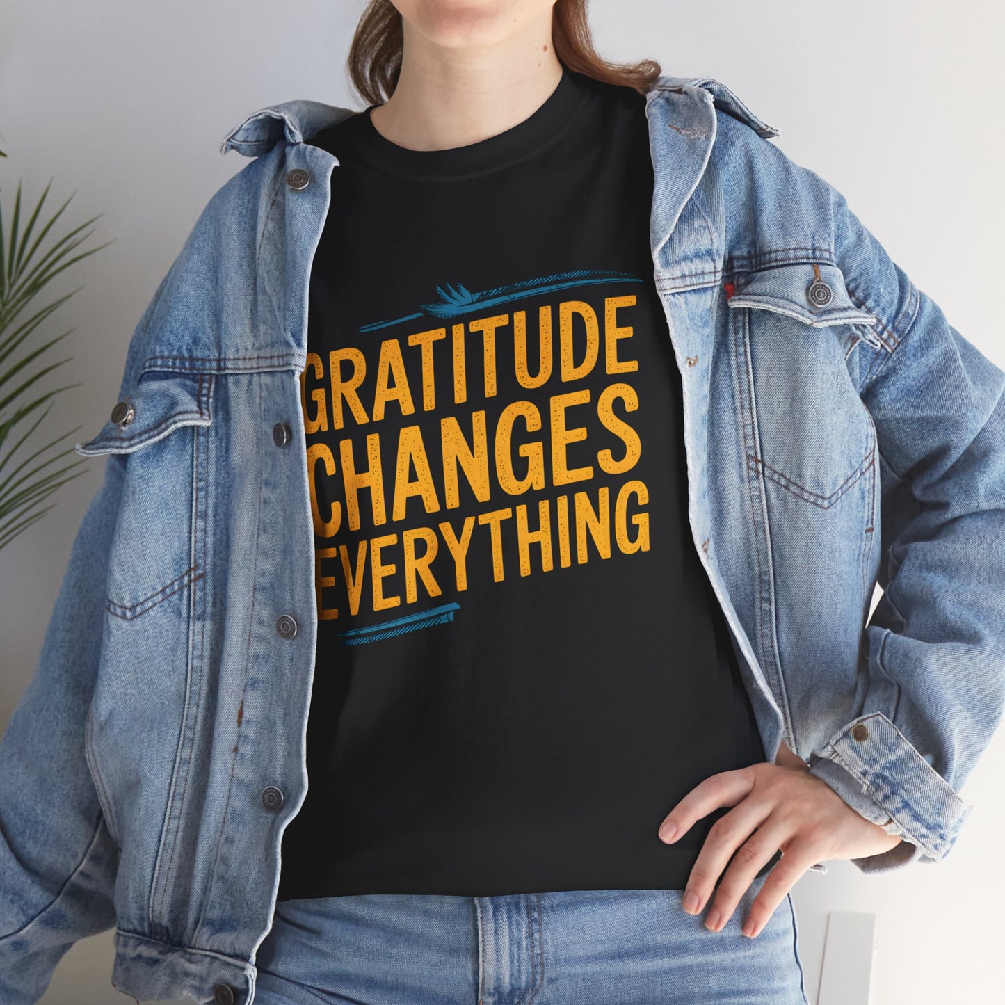 Gratitude Changes Everything T-Shirt Inspirational Graphic Quote Apparel Casual