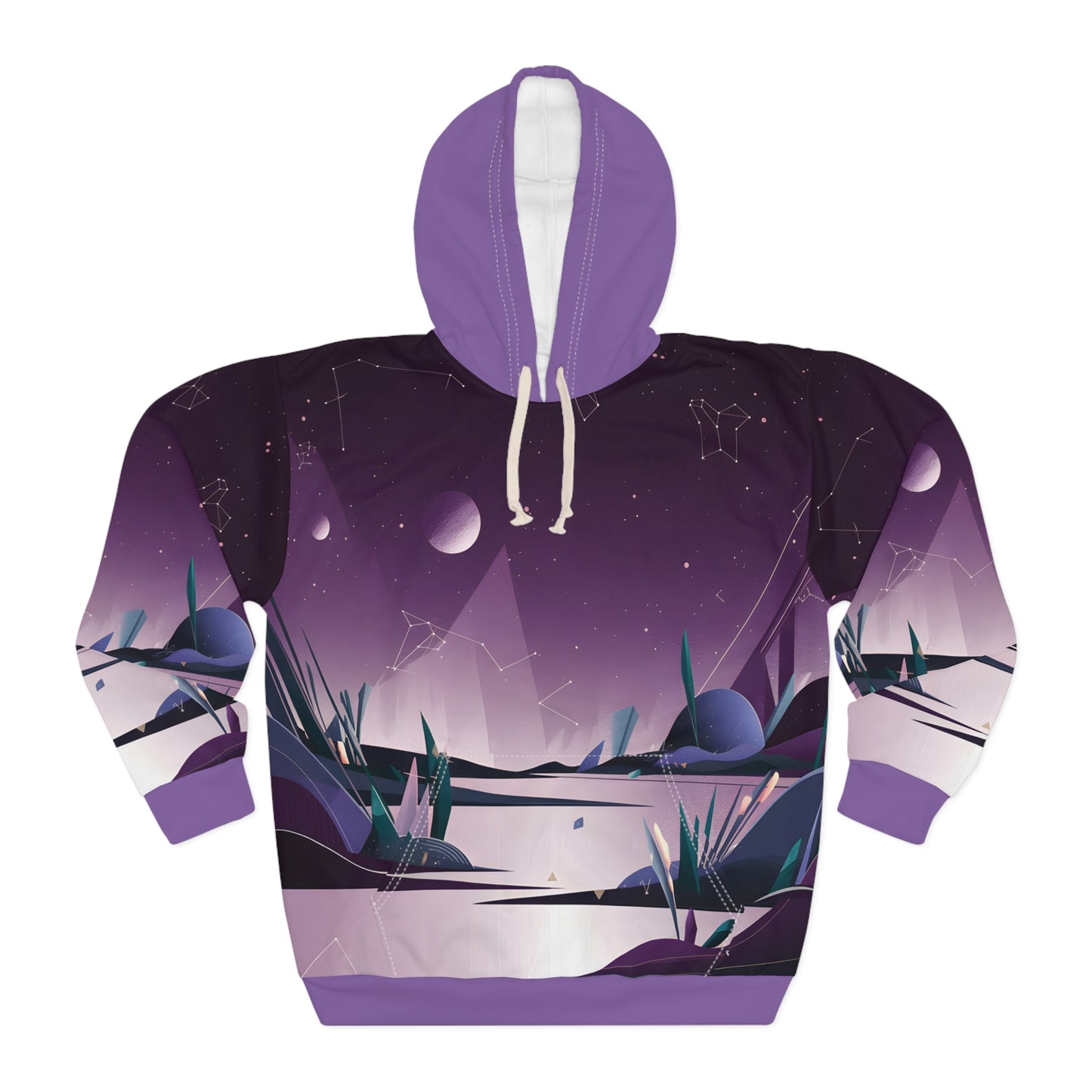 Faded Starlight Hoodie All Over Print Purple Sky Nature Night Scenic Outdoor