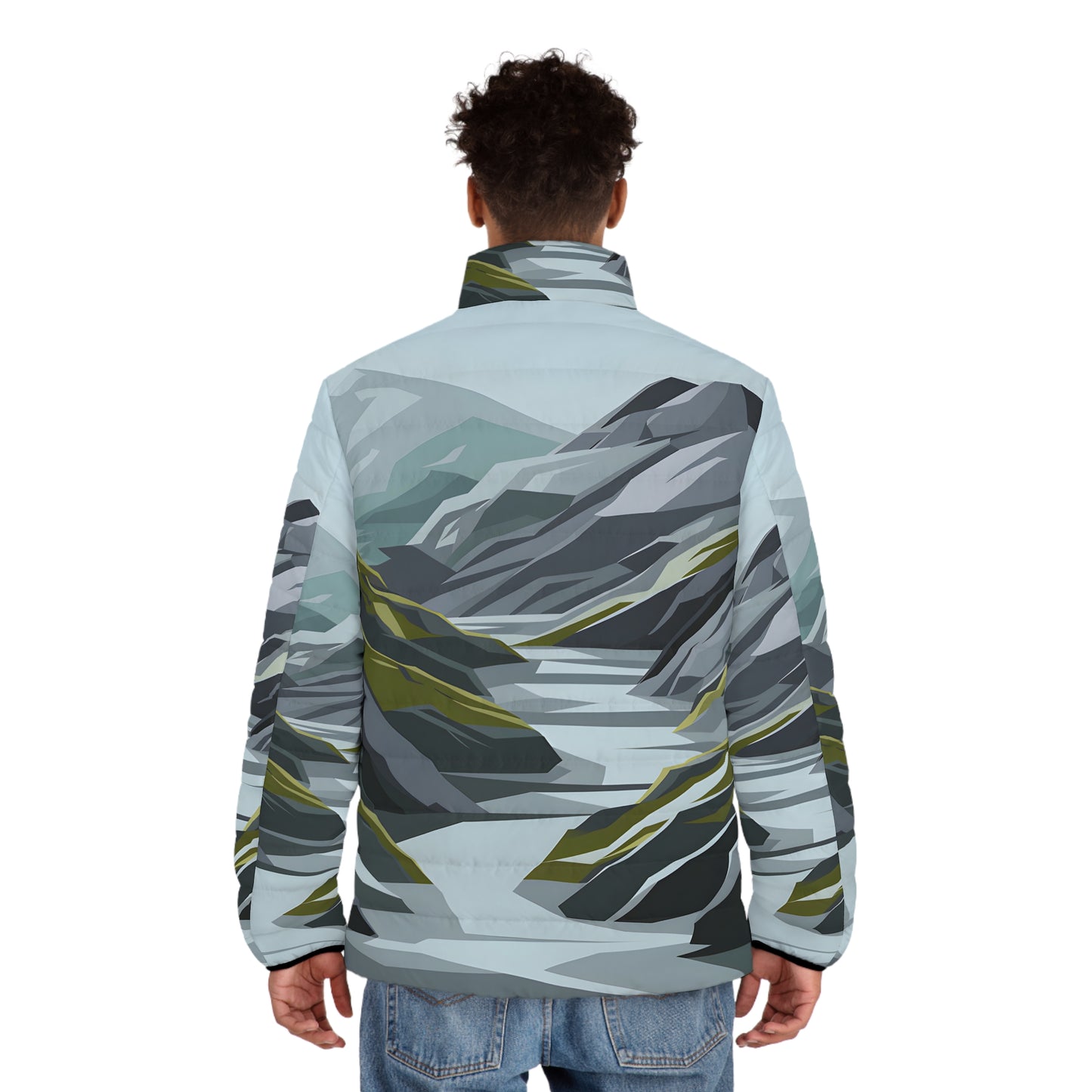 Stylish Puffer Jacket for Outdoor Adventures Slate Tundra Graphic Art Winter