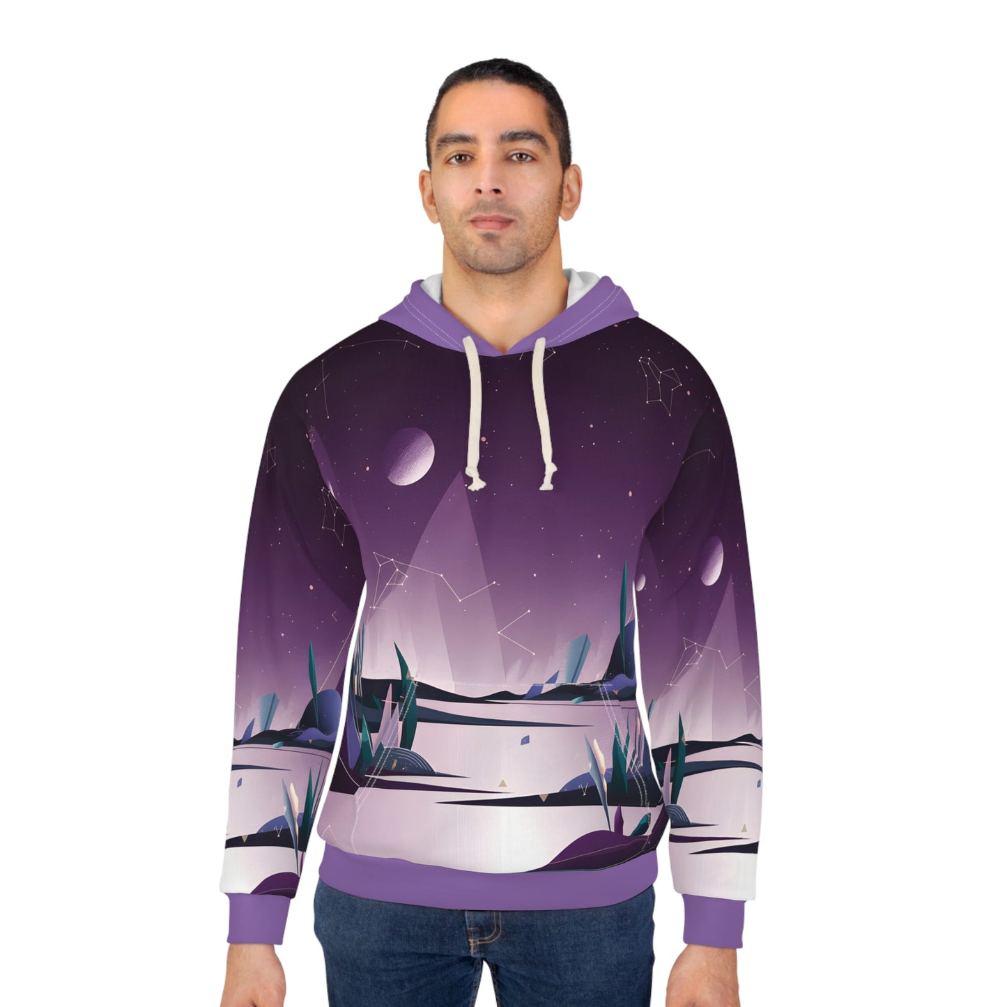 Faded Starlight Hoodie All Over Print Purple Sky Nature Night Scenic Outdoor