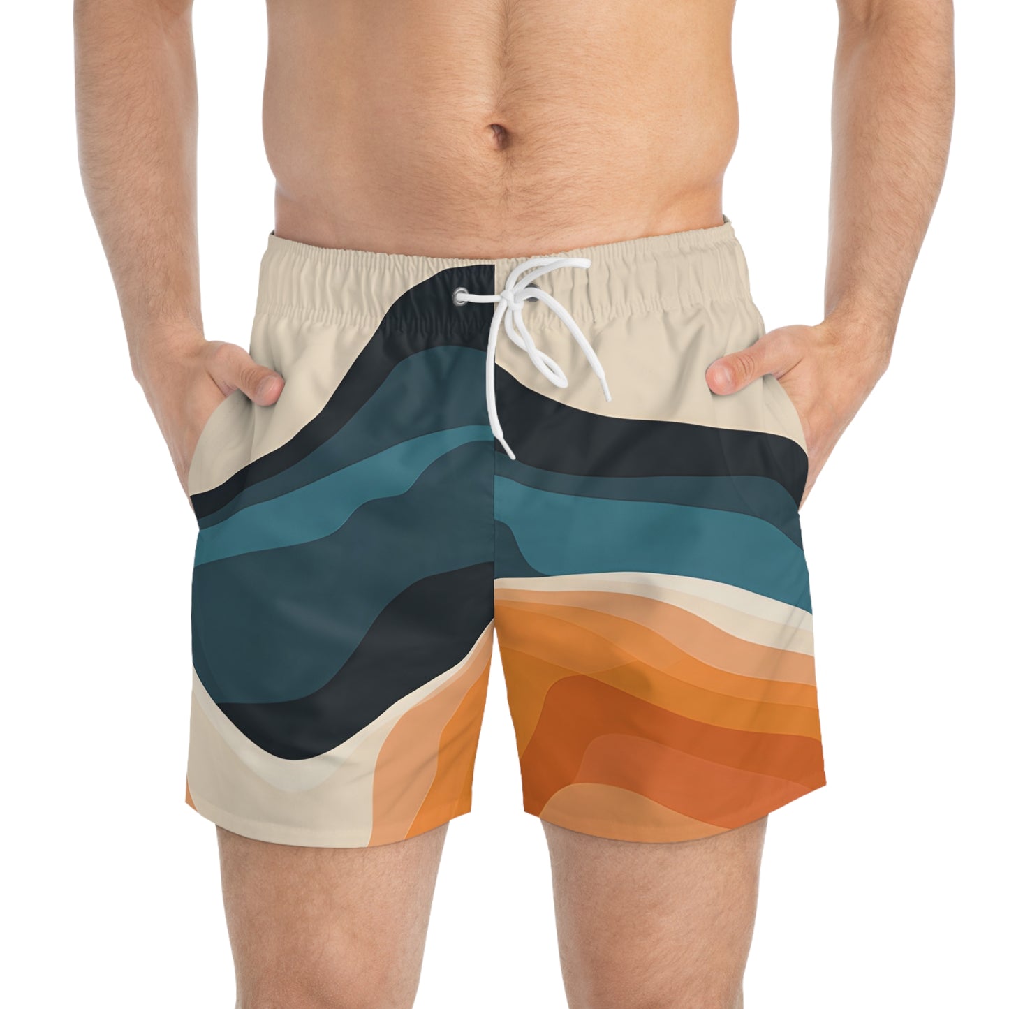 Sandy Horizon Men's Swim Trunks Beachwear Summer Style Quick Dry Athletic Surf