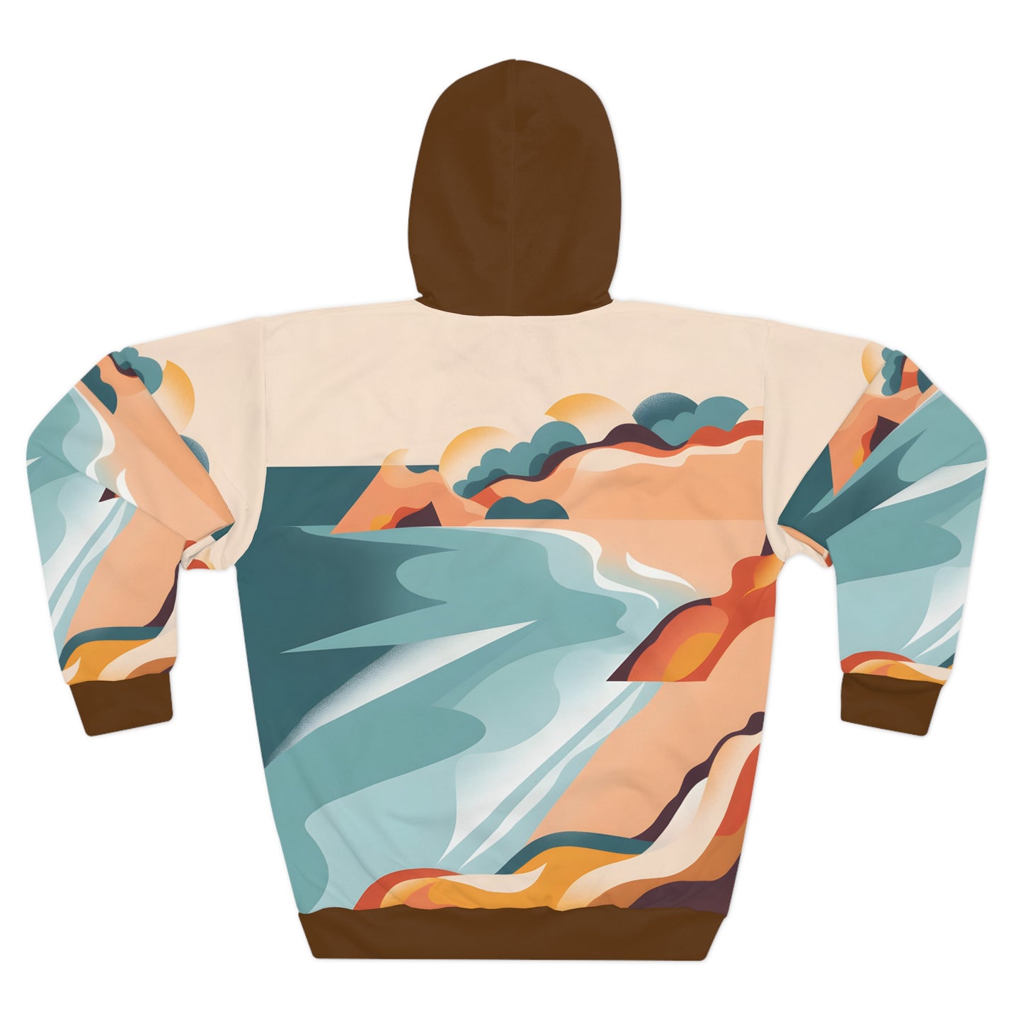 Sunwashed Point All-Over Print Hoodie for Outdoor Adventures Travel Casual Wear