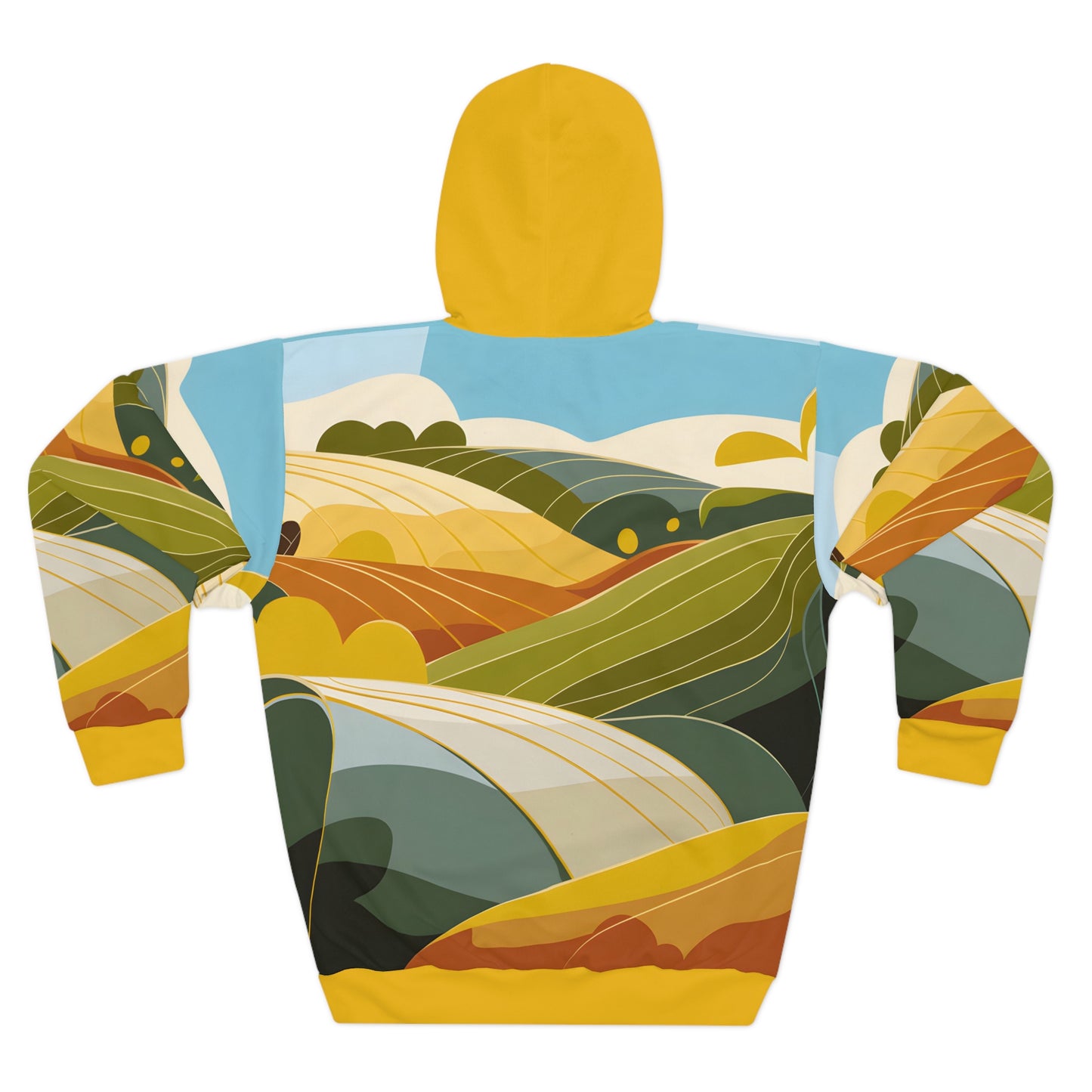 Sunwashed Hills All-Over Print Hoodie Outdoor Travel Apparel for Adventurers