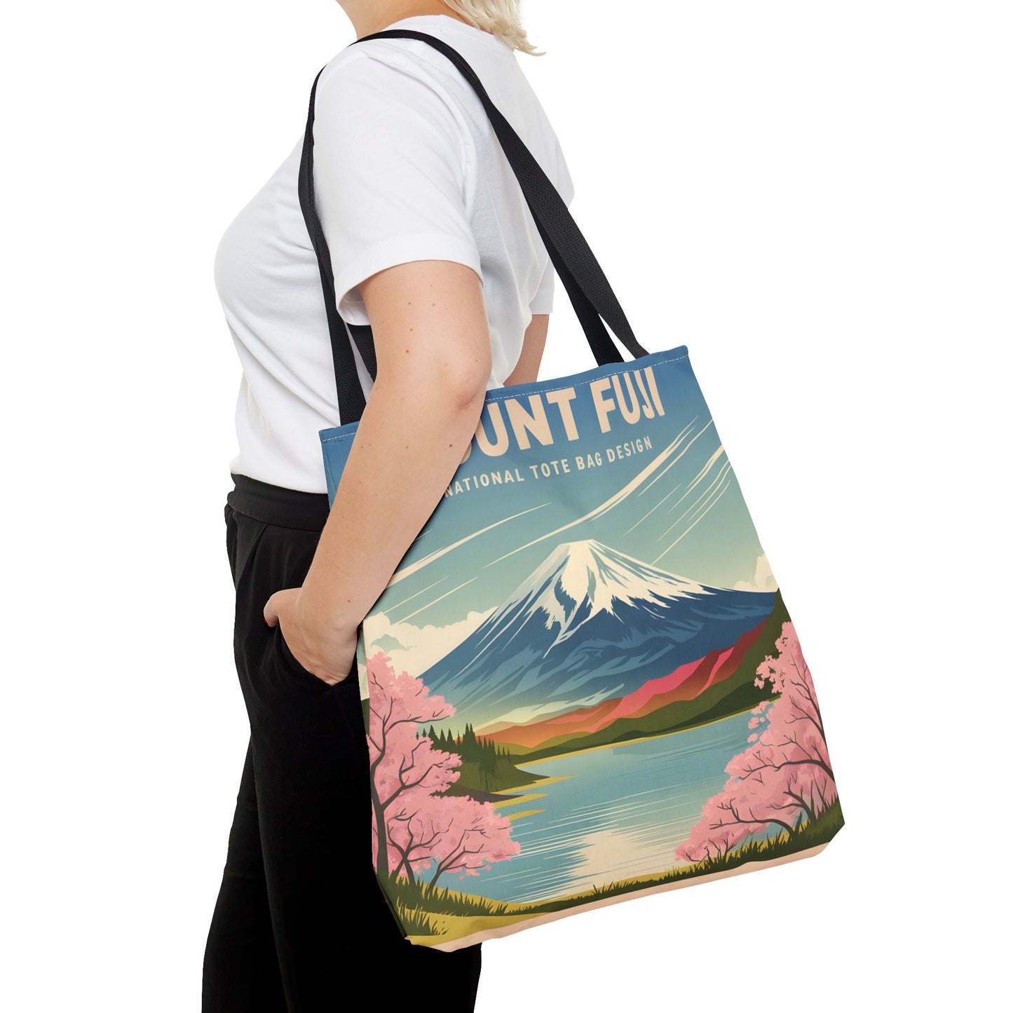 Mount Fuji All Over Print Tote Bag Floral Landscape Travel Eco-Friendly Bag