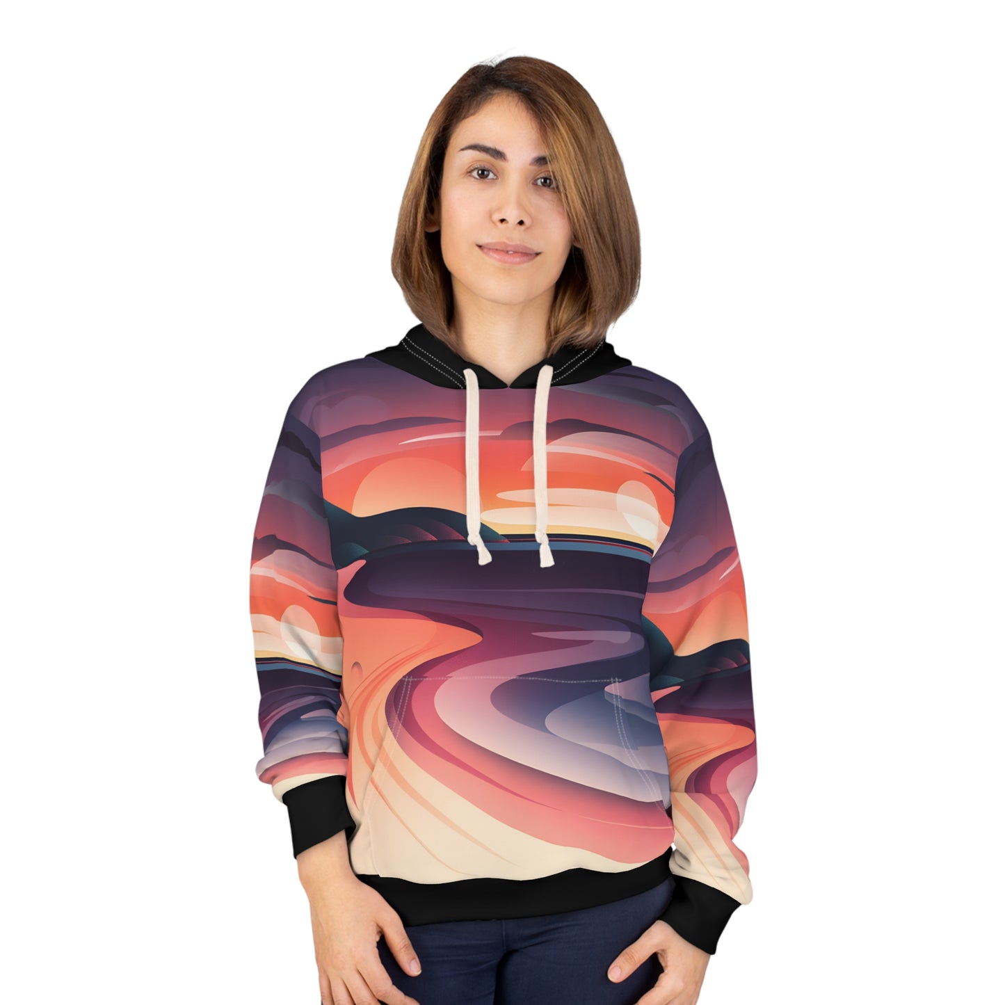 Dusky Horizon All Over Print Pullover Hoodie for Outdoor Adventures Travel Wear