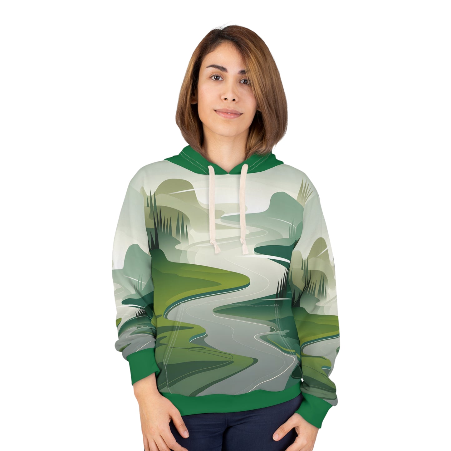Valley Abstract All-Over Print Hoodie for Hiking and Outdoor Adventures Wear
