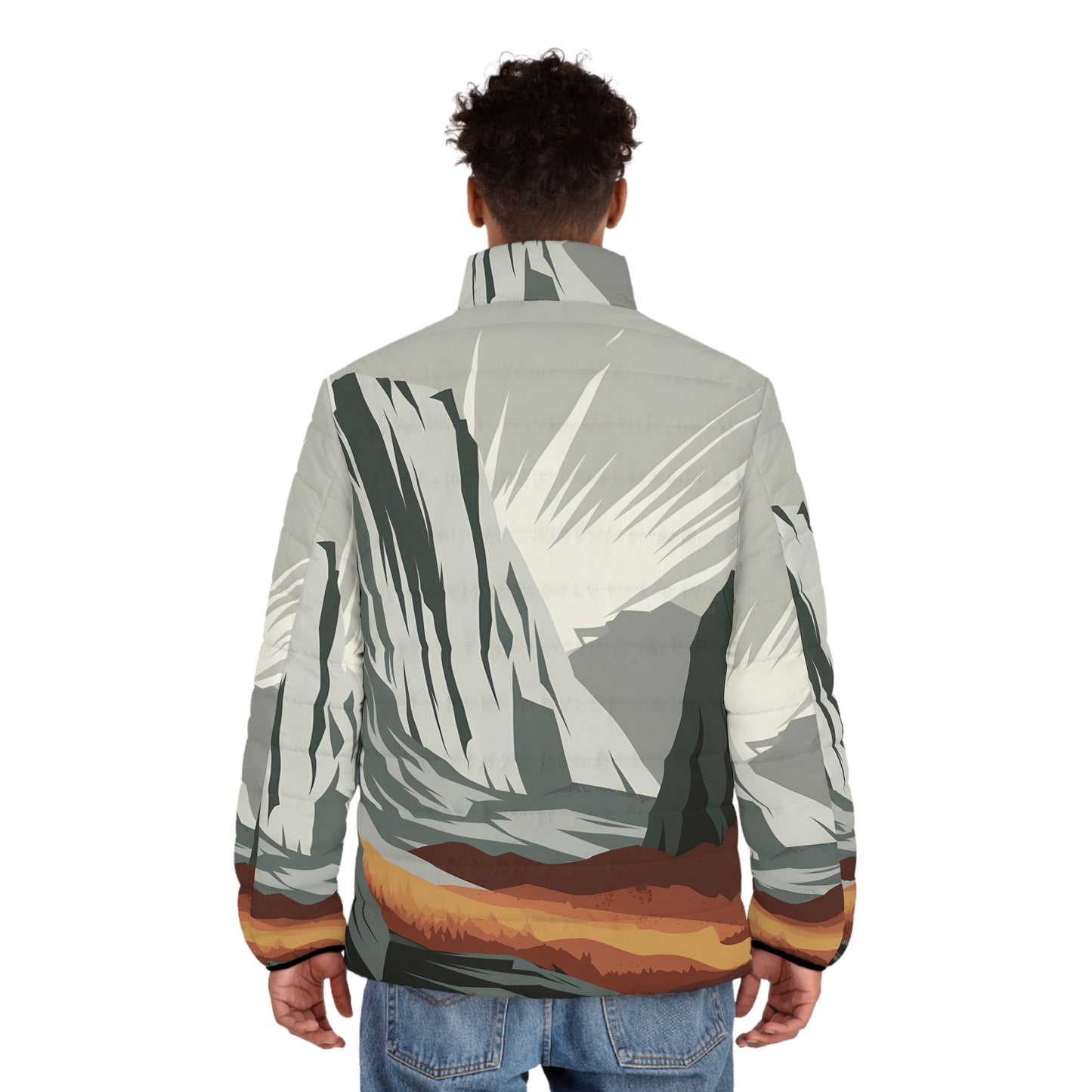 Granite Light Full Zip Puffer Jacket Outdoor Art Inspired Warm Stylish Coat