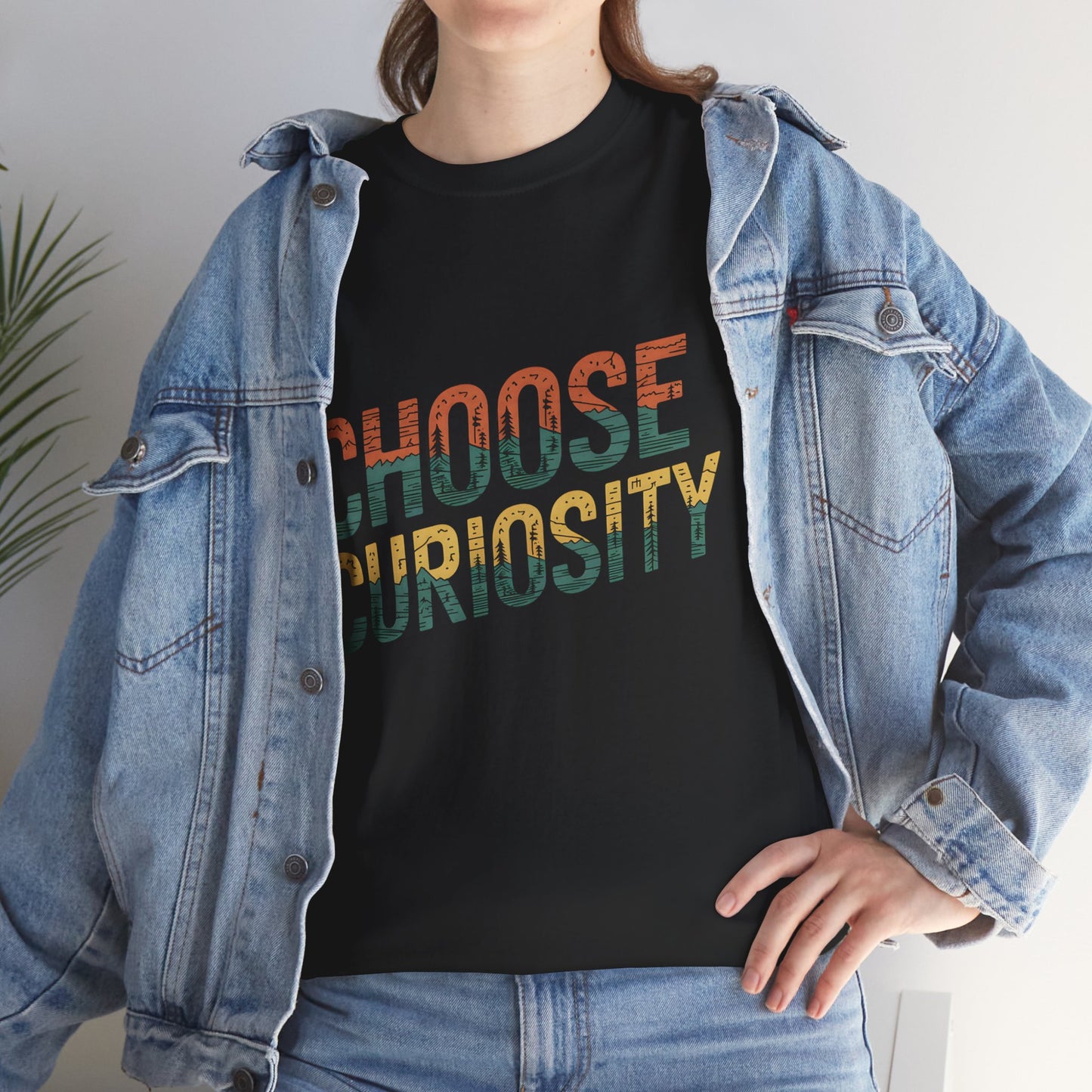 Choose Curiosity Vintage Graphic Tee Outdoor Short Sleeve T-Shirt Casual Wear
