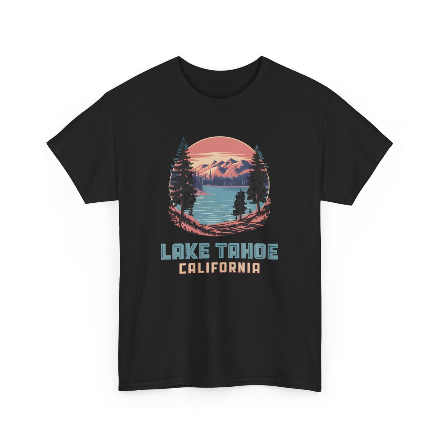 Lake Tahoe T-Shirt Vintage Sunset Graphic Tee California Nature Art Outdoors