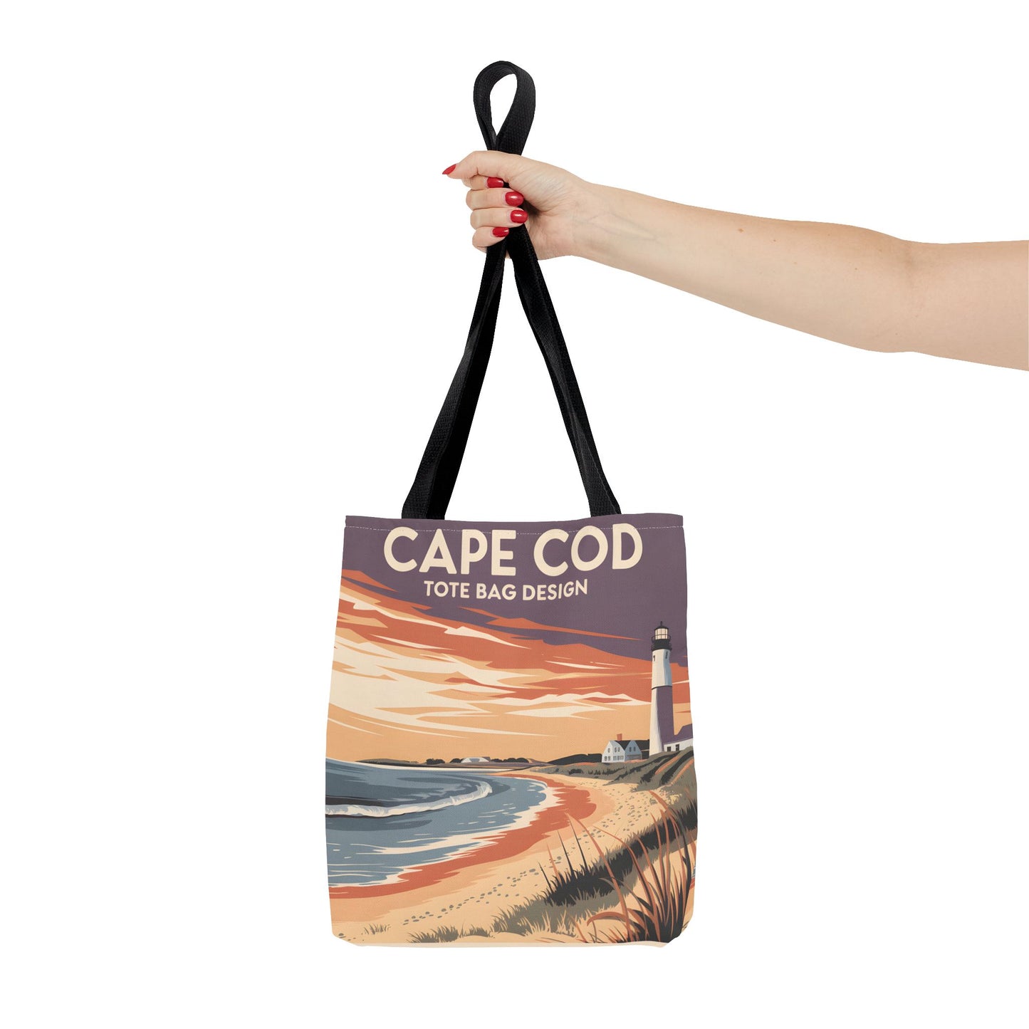 Cape Cod All Over Print Tote Bag Beach Sunrise Lighthouse Coastal Style Art