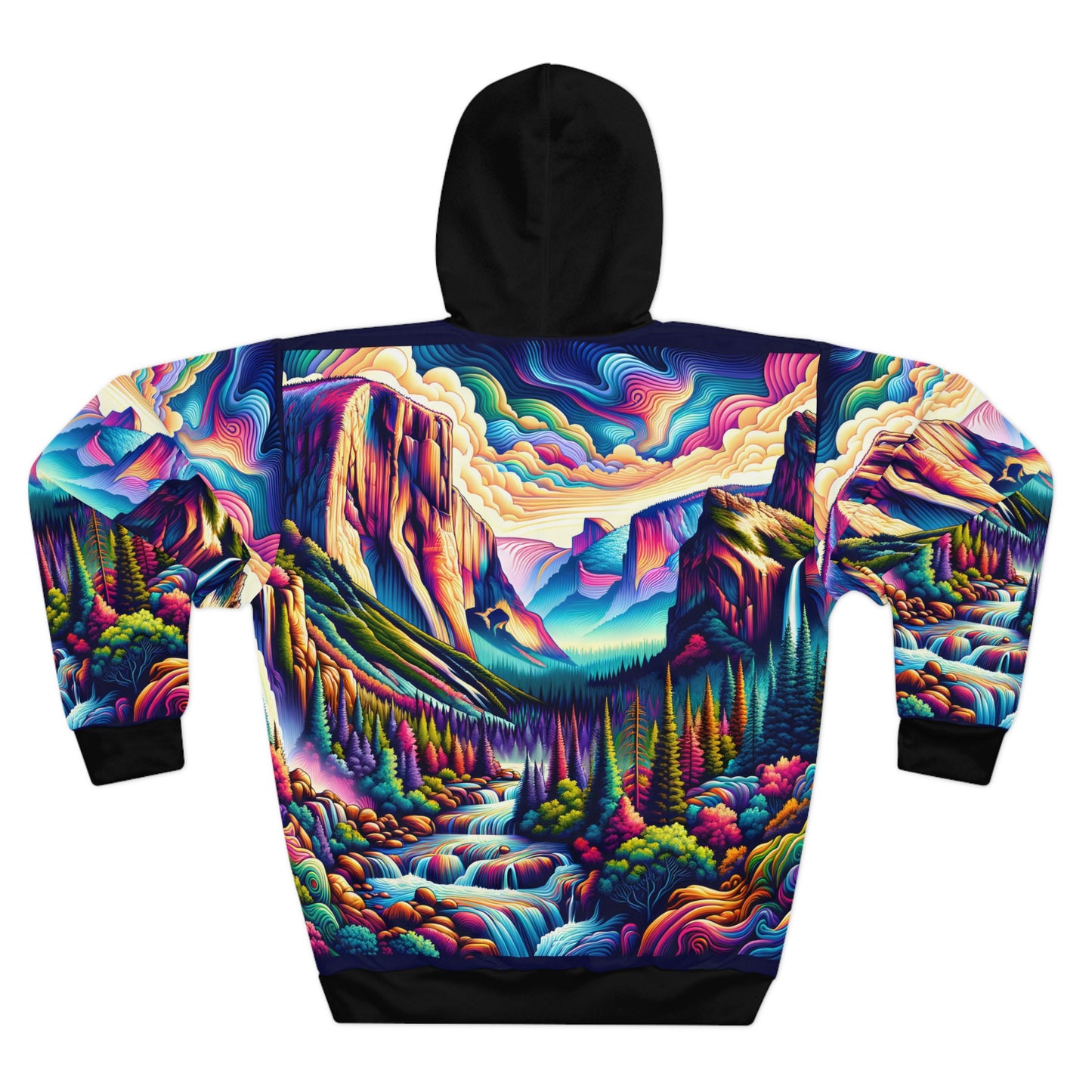 Yosemite Hoodie Unisex Mountain Landscape Pullover Rainbow Forest Art Graphic