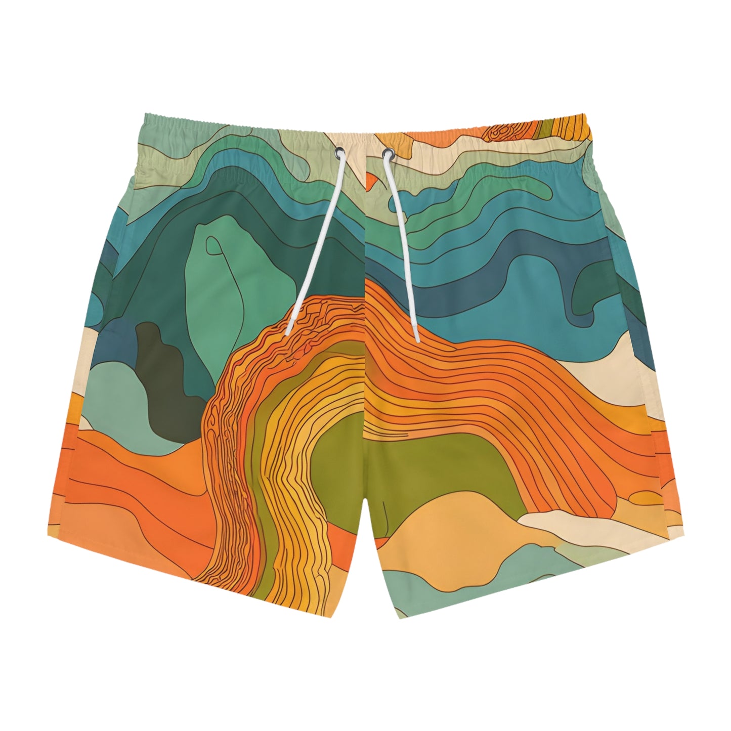 Retro Drift Swim Trunks Men’s Beach Shorts Cool Pattern S M L XL Quick Dry