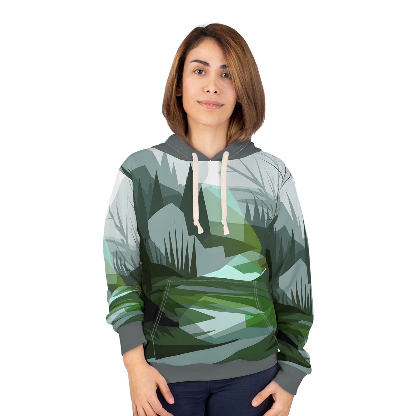 Shadowed Fall All-Over Print Hoodie Outdoor Travel Apparel for Nature Lovers