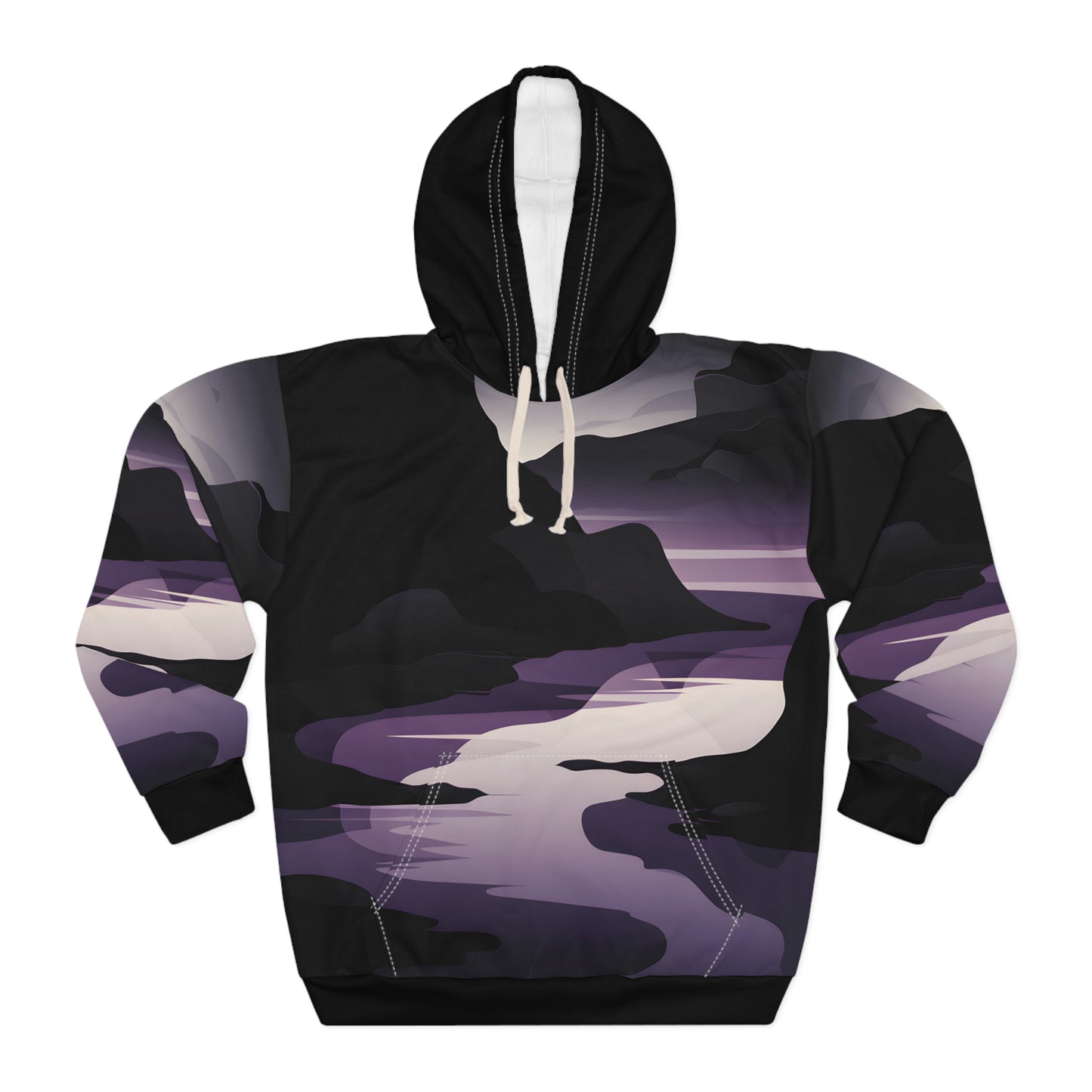Obsidian Mist All-Over Print Pullover Hoodie Perfect for Outdoor Adventures