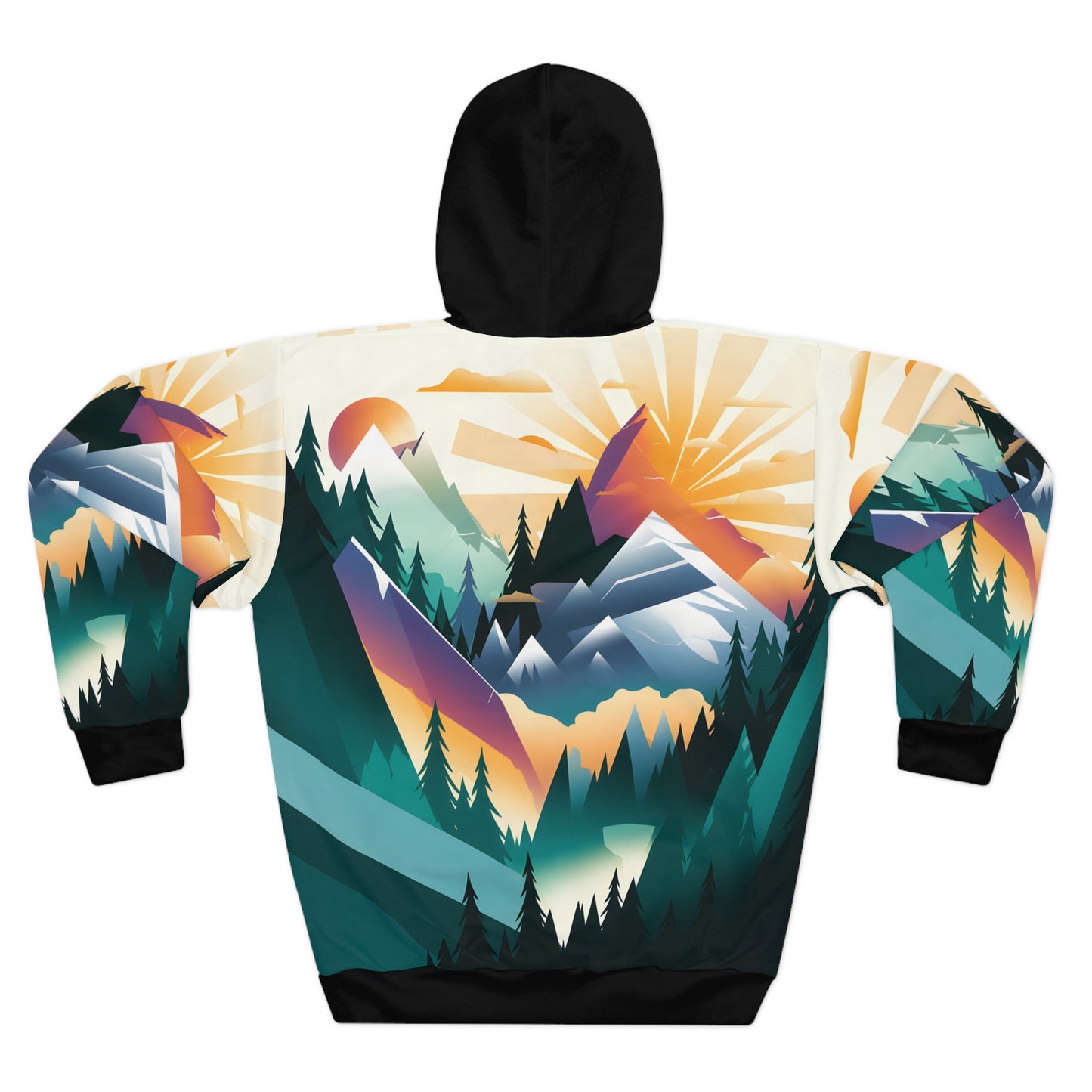 Sunwashed Peaks Hoodie All Over Print Outdoor Adventure Pullover Mountain Style