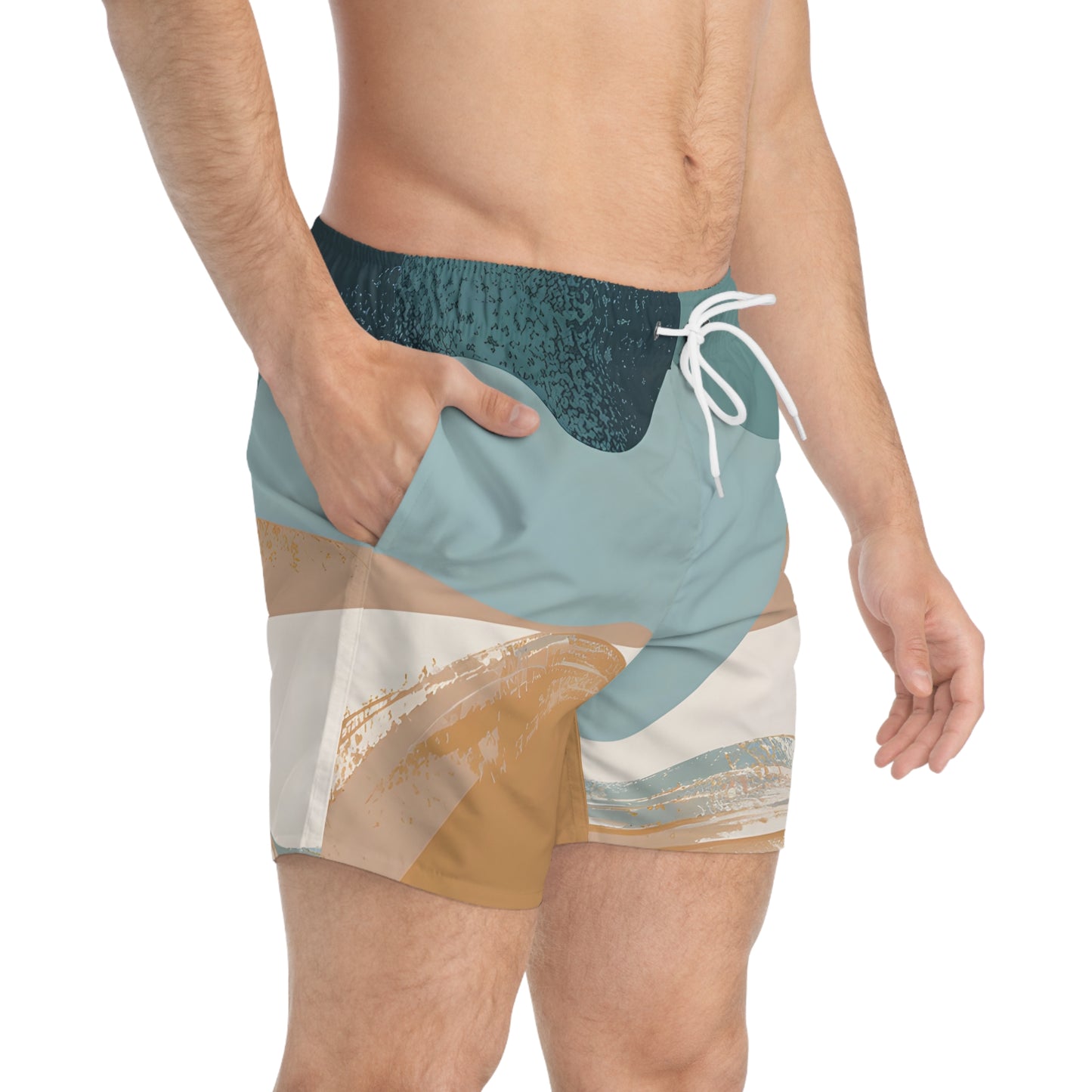 Mens Seaglass Coast Swim Trunks Beach Shorts Summer Swimwear Style Quick Dry