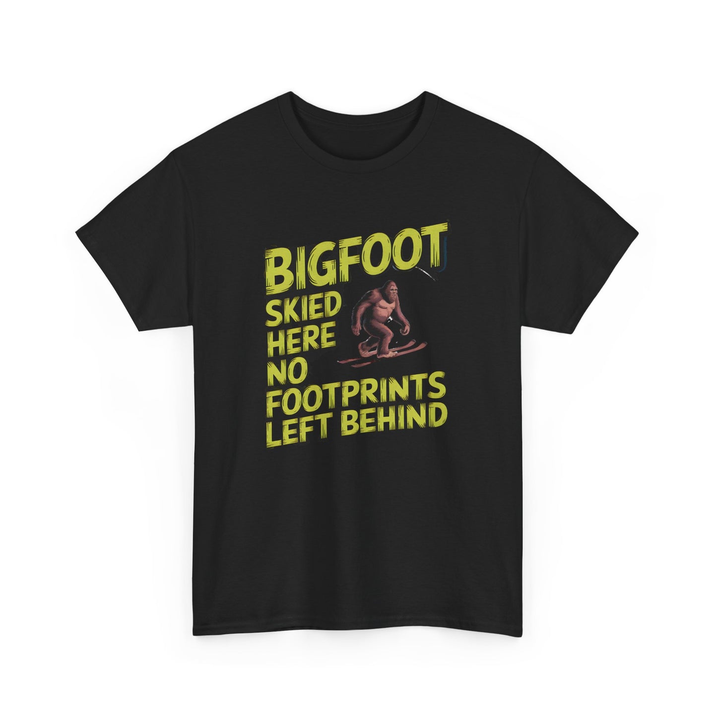 Bigfoot Skied Here Funny T-Shirt Sasquatch Skiing Snow Sports Apparel - T Shirt
