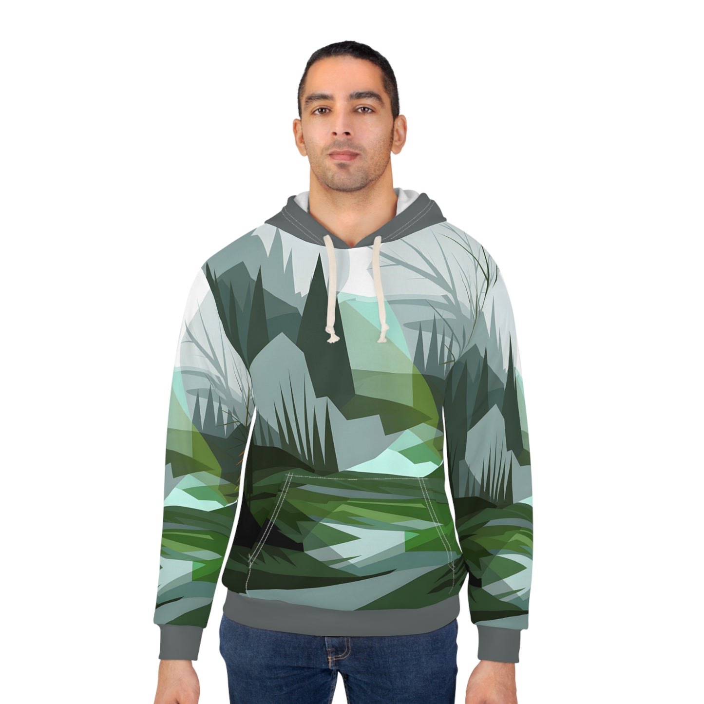 Shadowed Fall All-Over Print Hoodie Outdoor Travel Apparel for Nature Lovers