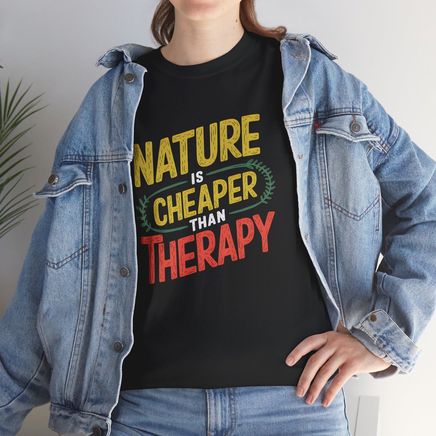 Nature is Cheaper Than Therapy T-Shirt Outdoor Nature Lover Apparel Graphic Tee