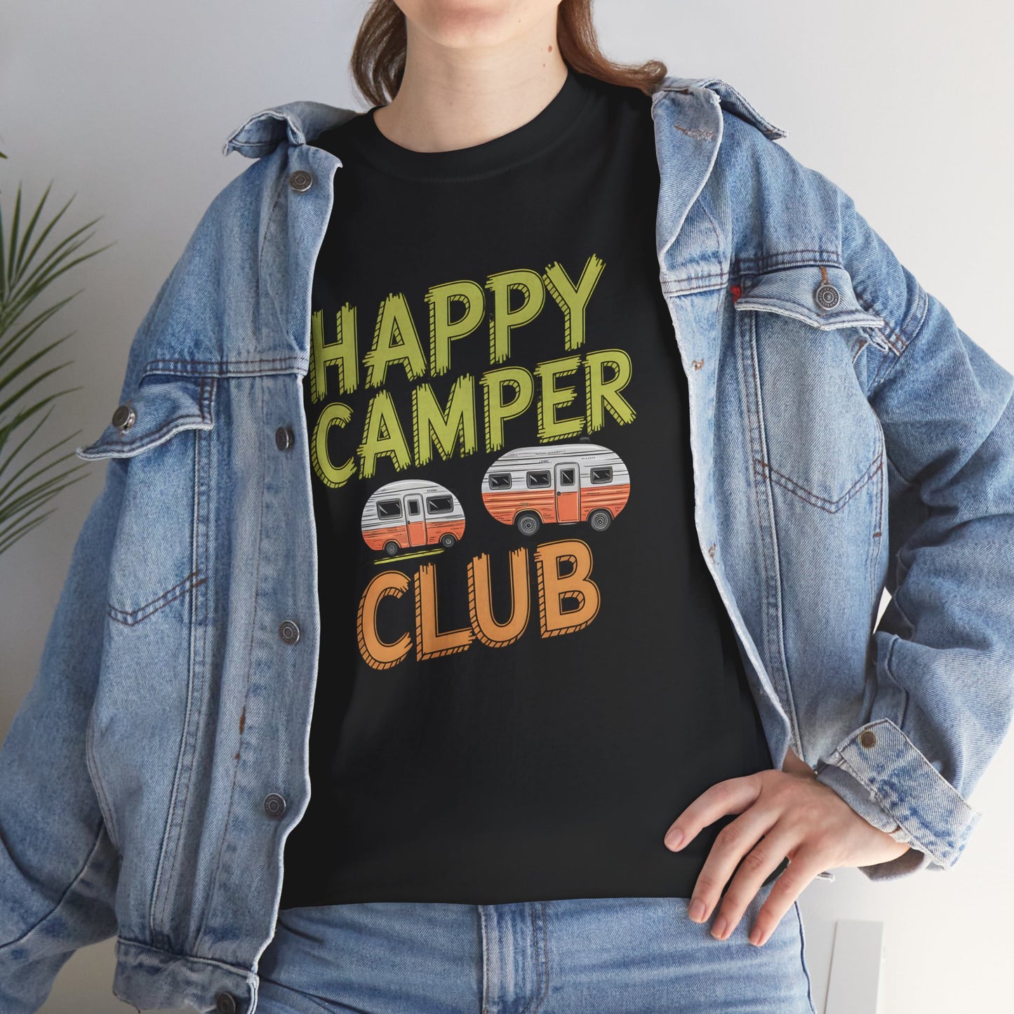 Happy Camper Club Vintage Trailer Camping Graphic T-Shirt Gift For Travelers