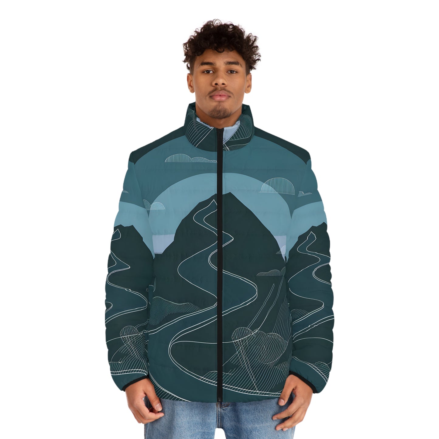 Mountain Art Men's Puffer Jacket, Outdoor Adventure Winter Coat, Hiking Skiing