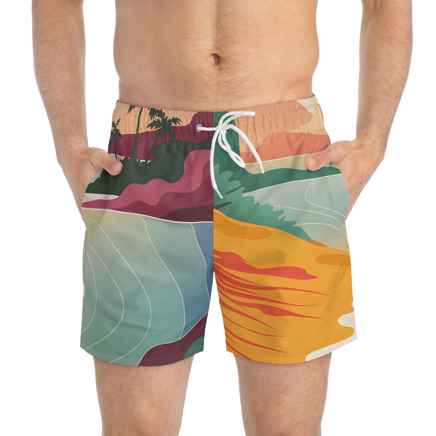 Mens Island Fade Swim Trunks Summer Beach Wear Swimsuit Shorts
