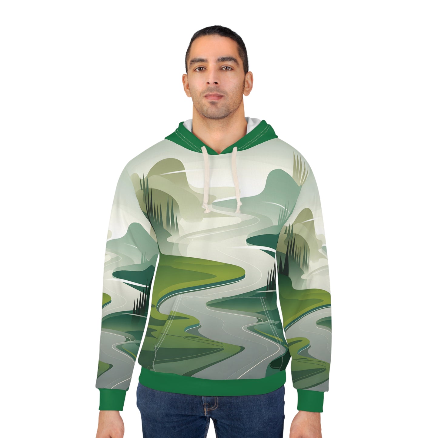 Valley Abstract All-Over Print Hoodie for Hiking and Outdoor Adventures Wear
