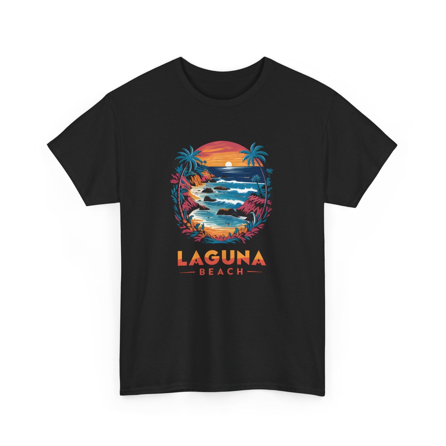 Laguna Beach Sunset Nature Graphic T-Shirt Coastal Vintage Beachwear Unisex Tee
