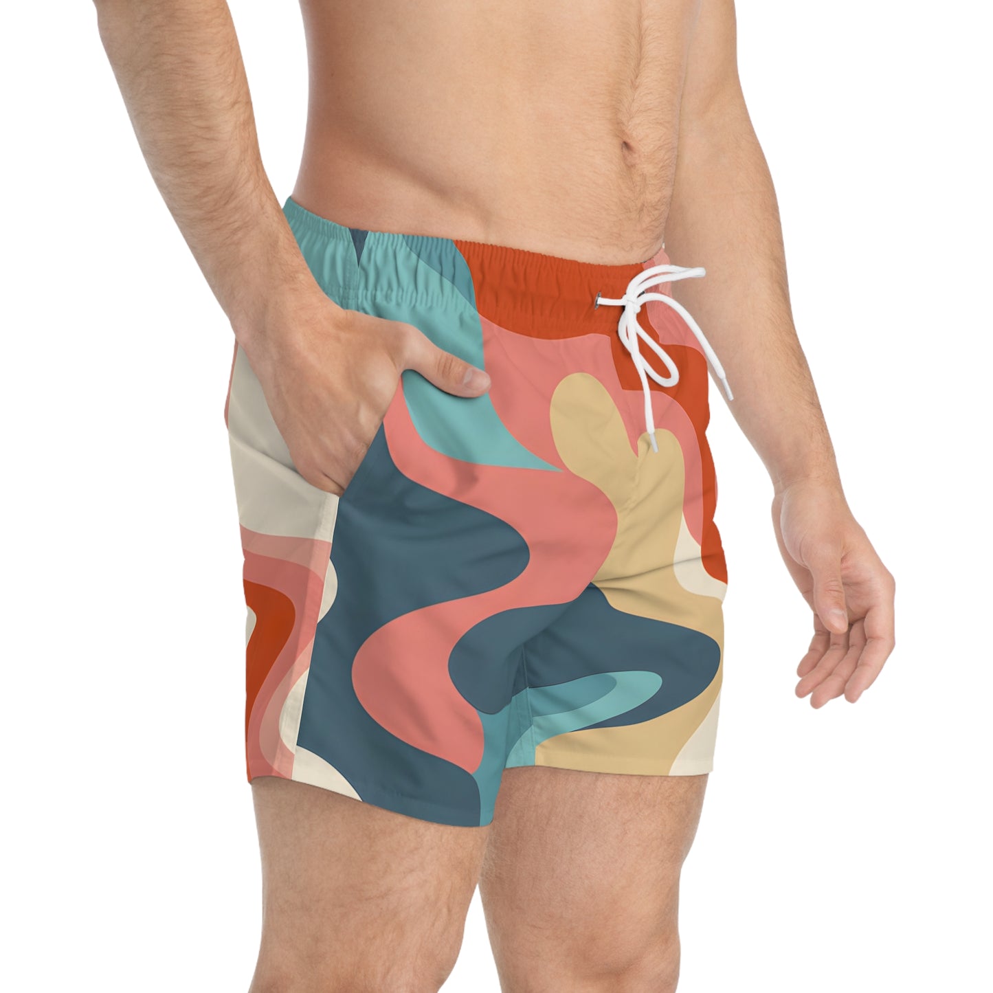 Coral Break Men's Swim Trunks Stylish Beach Wear Summer Fun Quick Dry Surf