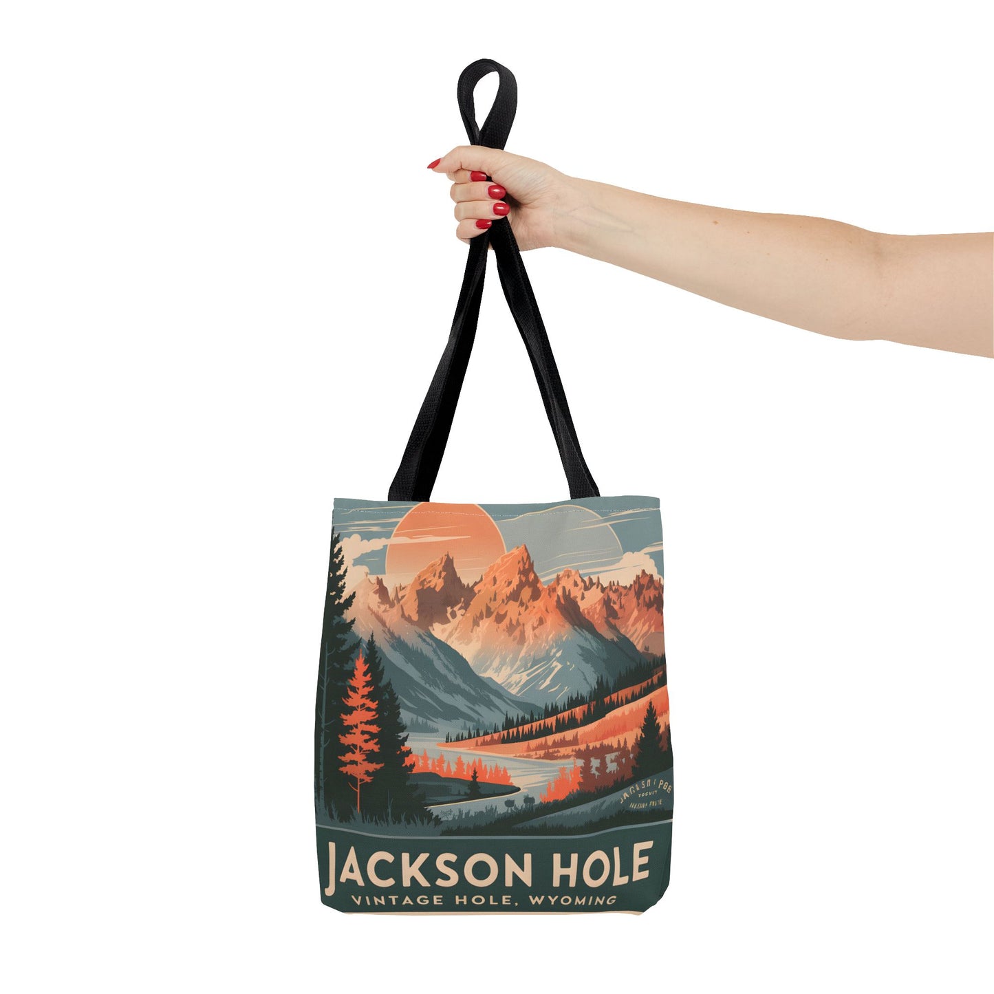 Jackson Hole Vintage Mountains Tote Bag Nature Print Gift Wyoming Travel Outdoor