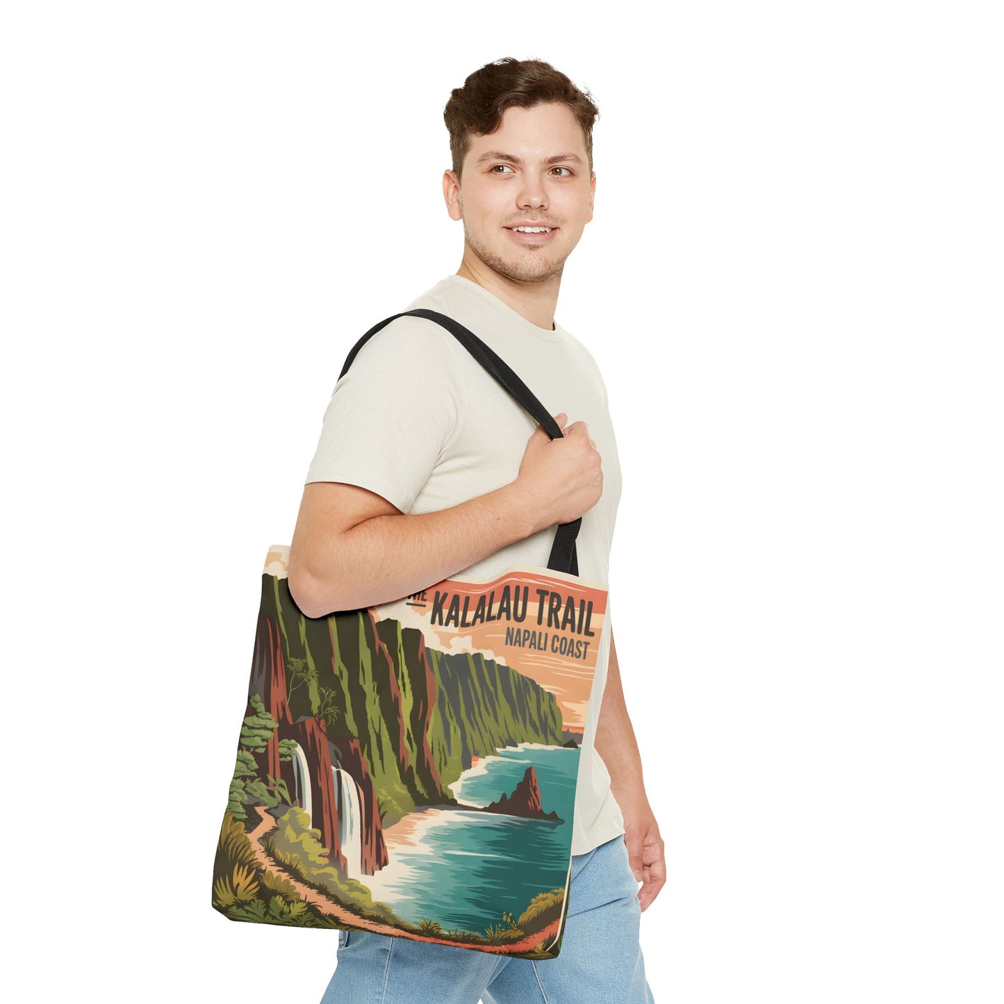 Kalalau Trail Napali Coast All Over Print Tote Bag Hawaiian Adventure Travel